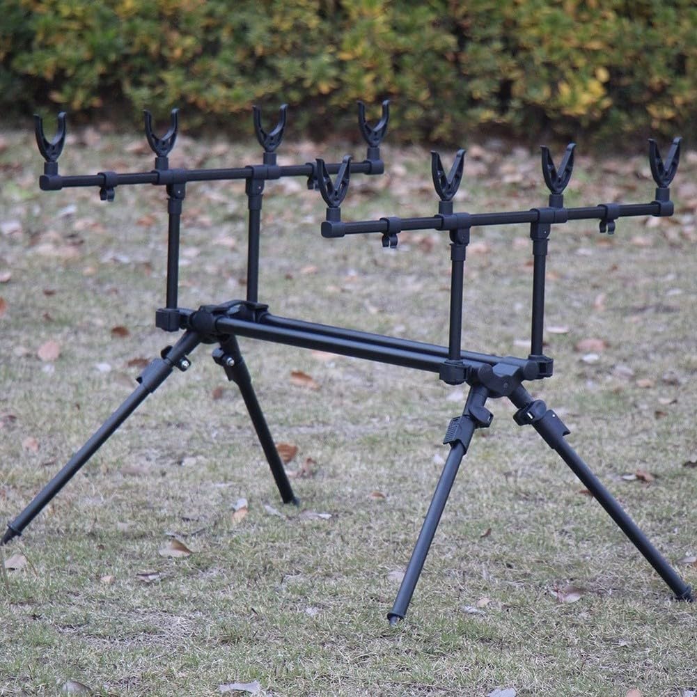 4-głowicowy stojak na wędkę z alarmem teleskopowy stojak karpiowy ze stopu aluminium wspornik podłoża do brzegu rzeki 68-120 cm