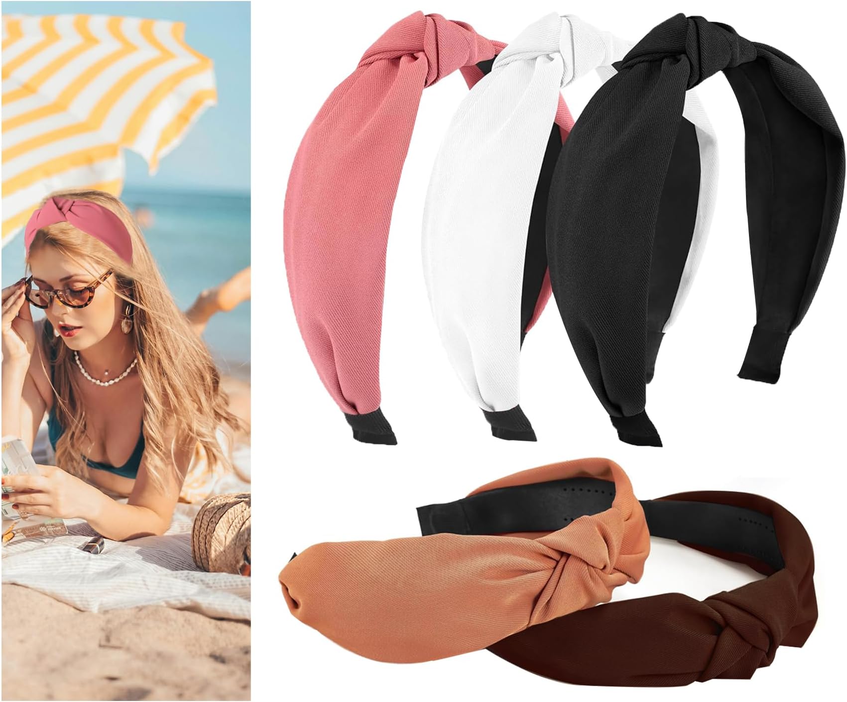 Deoot 5 PCS Headbands for Women Fabric Knotted Headbands