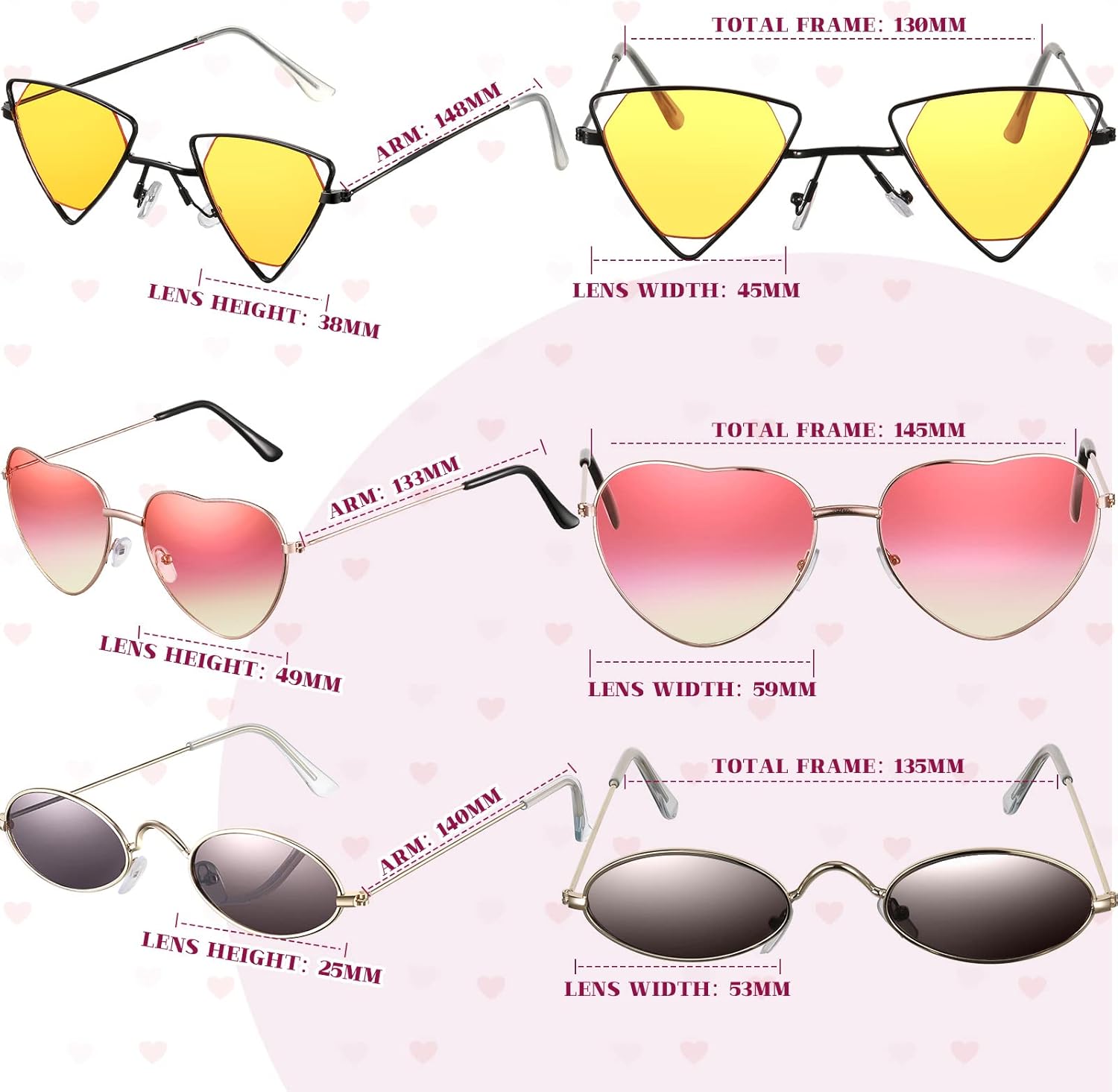 8 Pcs Irregular Sunglasses Set Heart Sunglasses Flame Cloud Butterfly Star Rimless Glasses Favors (Vibrant Style) - Image 3