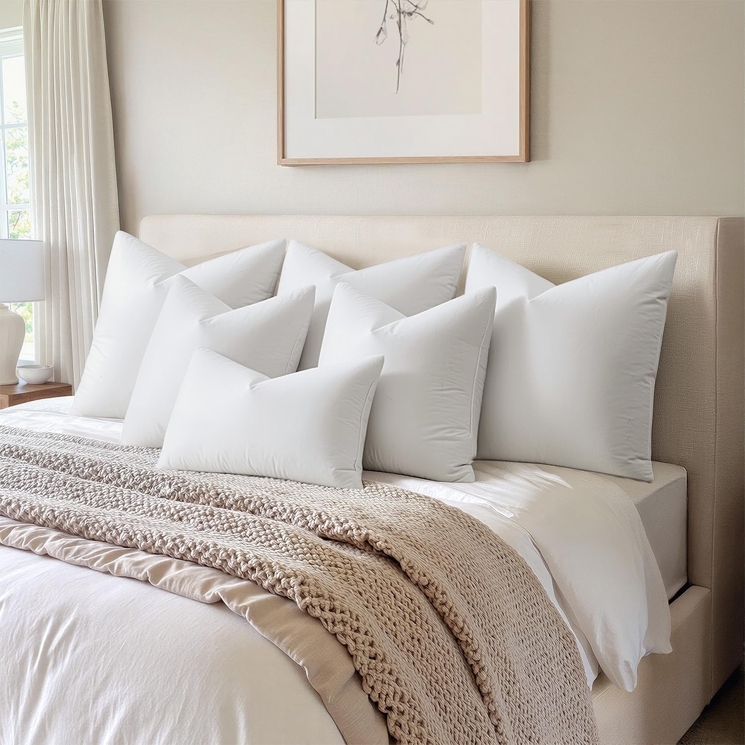 MIULEE Pack of 4 18x18 Pillow Inserts, Premium Feather and Down Decorative Throw Pillows, Fluffy and Choppable, Cotton Fabric for Sofa Bed Couch - Image 6