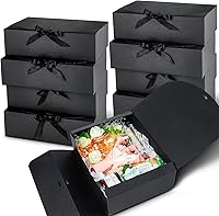 Kucoele 15 Pack Black Gift Boxes with Lids & Ribbons, 10.6x7.8x3.1in Bridesmaid Proposal Boxes for Wedding, Birthday, Party Packaging