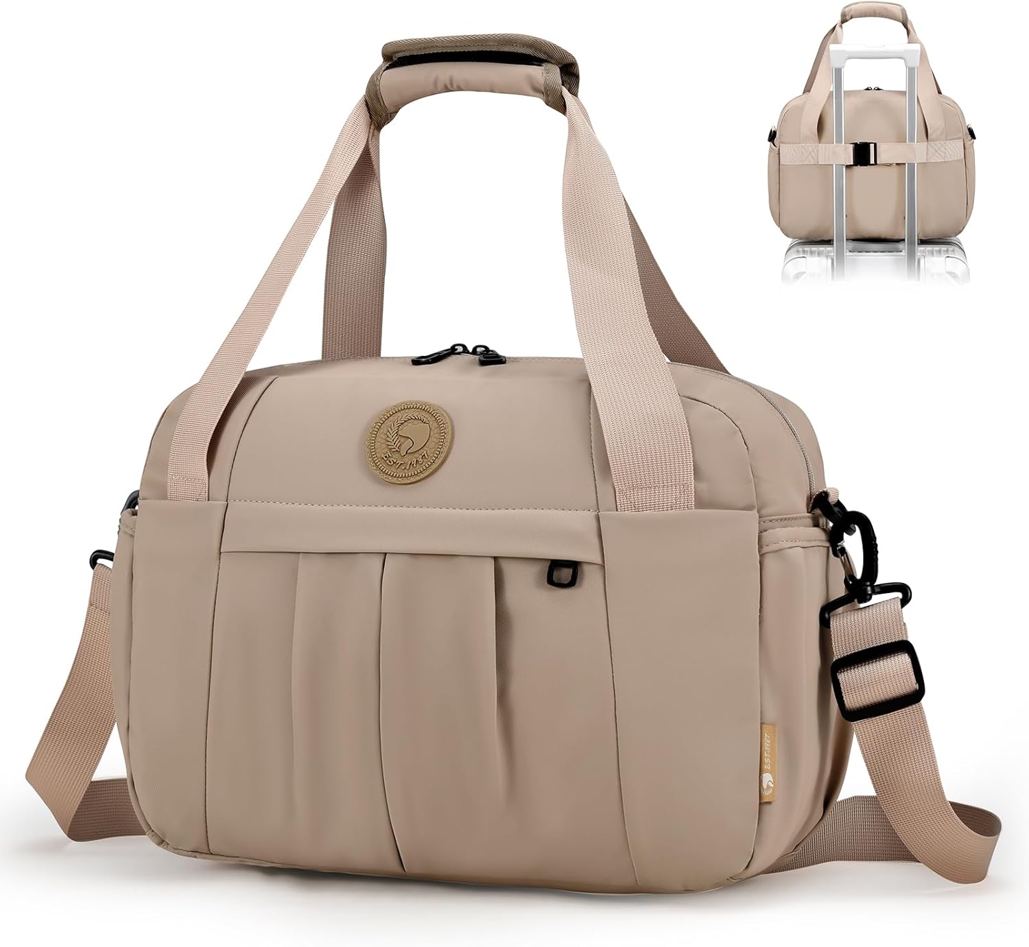 SUCIKORIO 40 x 30 x 15 cm British Airways Jet 2 Air France Travel Bag Cabin Airplane Under the Seat, Waterproof Oxford Luggage Cabin Handbag, 18L Weekend Maternity Bags with Waterproof Pocket, khaki