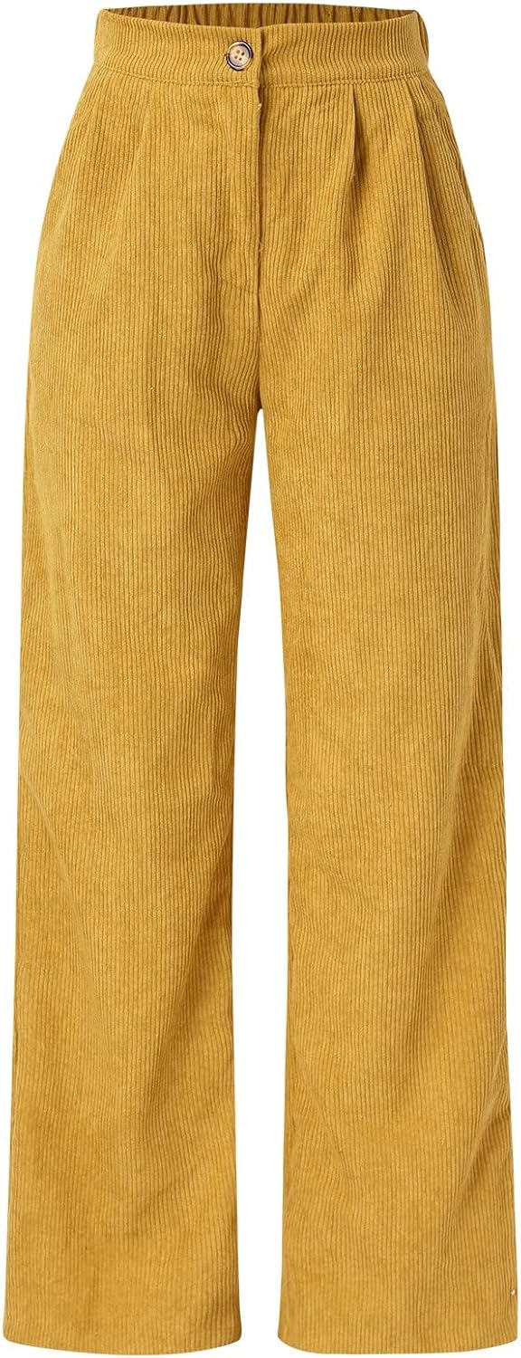 Loose Western Wide Leg Sweatpants Casual Women's Joggers Solid High Waisted Corduroy Joggers Women Activewear Comfy