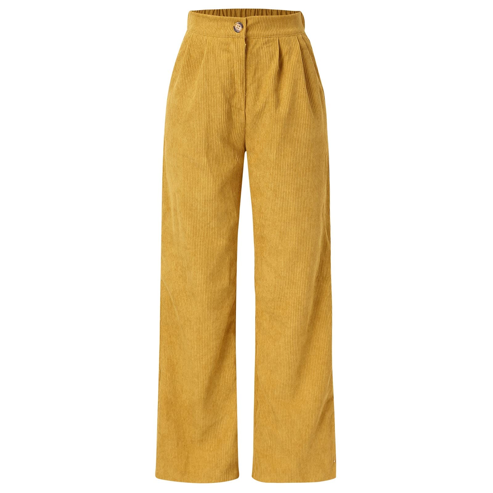 Pantaloni larghi in velluto a coste da donna, pantaloni da jogging invernali caldi da donna, pantaloni di colore puro, pantaloni con due tasche, pantaloni con bottone, pantaloni larghi pantaloni per