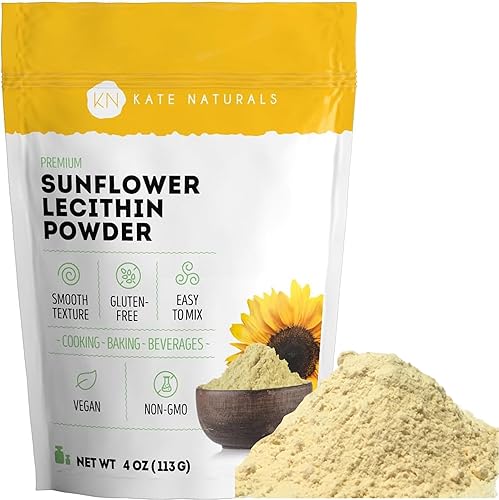 Kate Naturals Lecitina de girasol en polvo para hornear pan gomitas cocinar 4 onzas 100 natural sin gluten sustituto sin OMG para la lecitina en