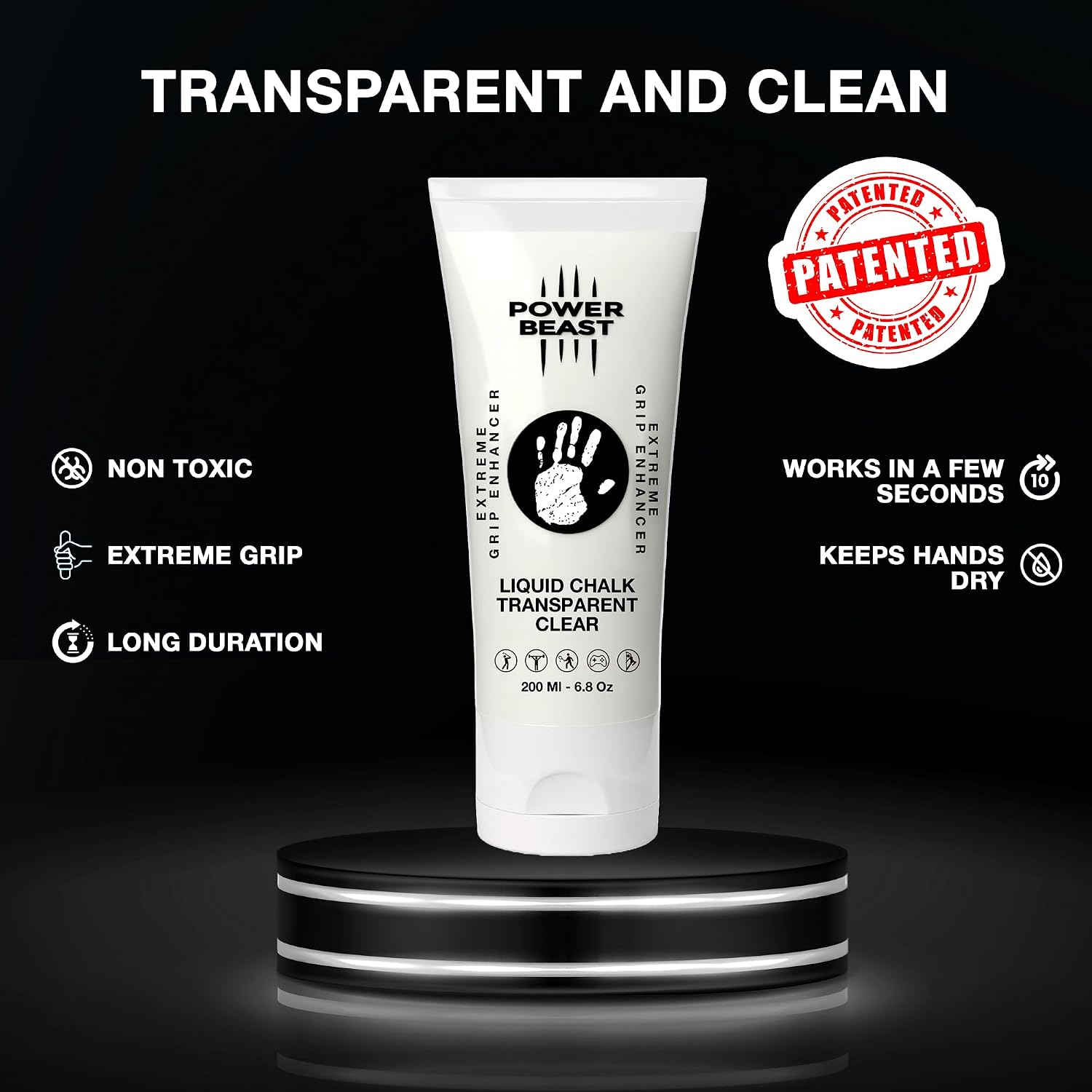 Clear Liquid Chalk, Non Sticky Grip Enhancer, Dry Hands, Transparent Liquid Chalk, Anti-Slip Solution, Dry Grip for Tennis, Golf, Pole Dancing, Gaming, and All Sports