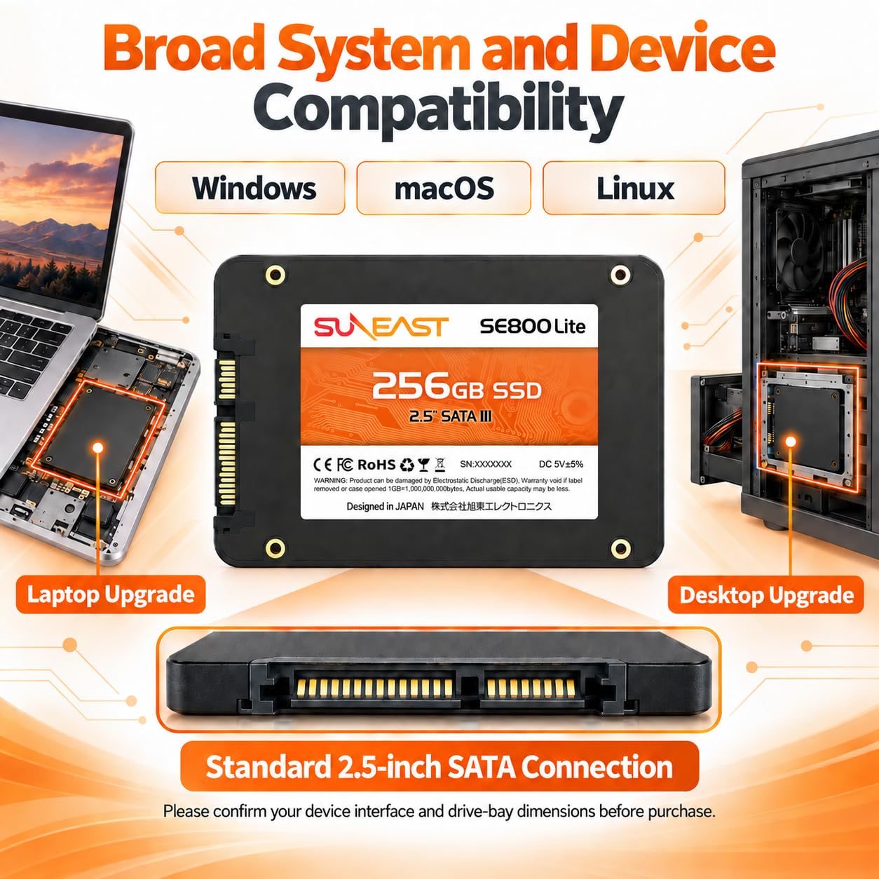 Amazon | SUNEAST 内蔵SSD 256GB 2.5インチ 3D NAND採用 SATA3 6Gb/s