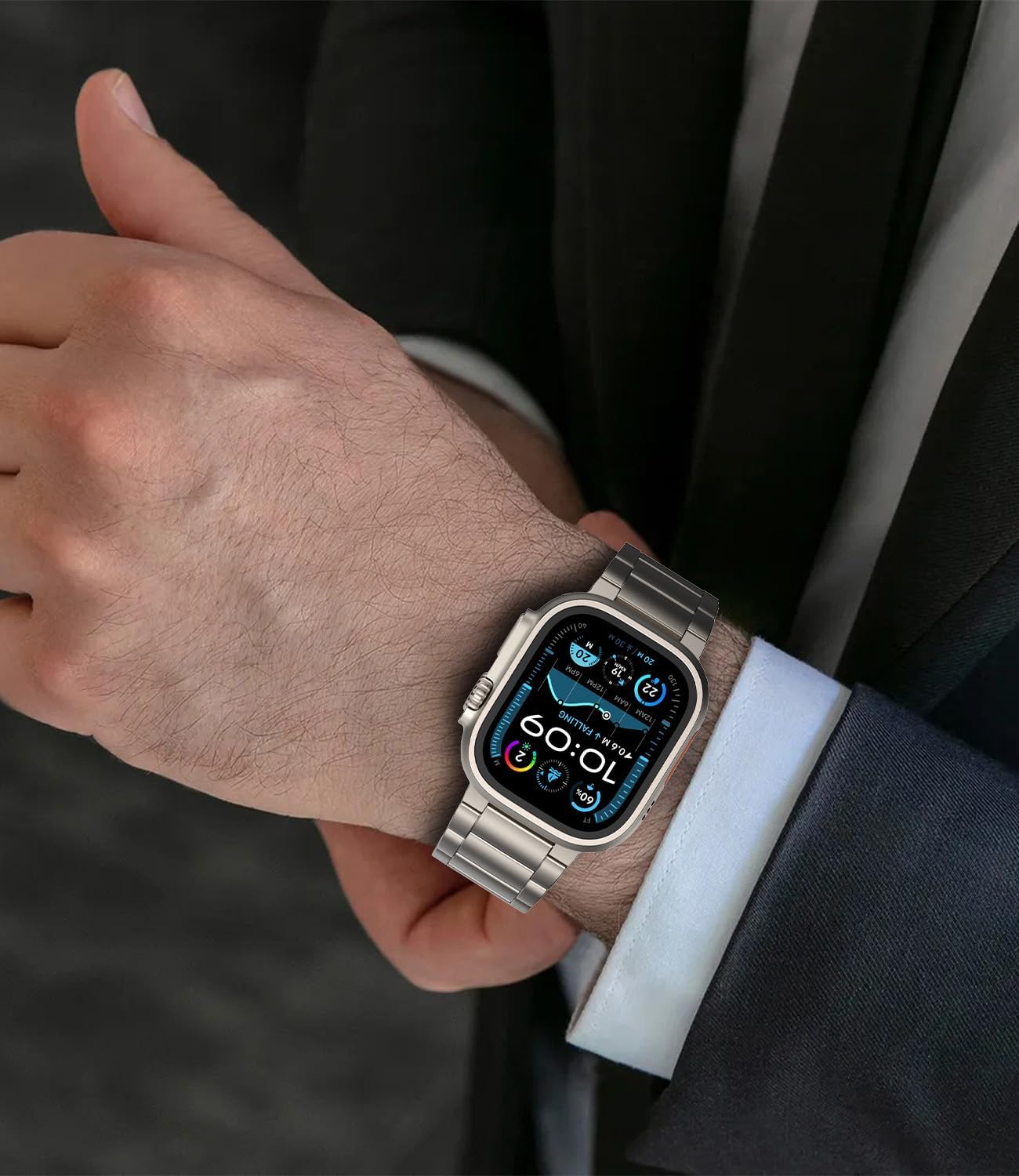 HONTECH Grade 2 Titanium Band Compatible with Apple Watch Ultra/Ultra 2 (49mm),Adjustable Titanium Apple Watch Band for Men,DLC Coating Scratch Resistant - Image 8