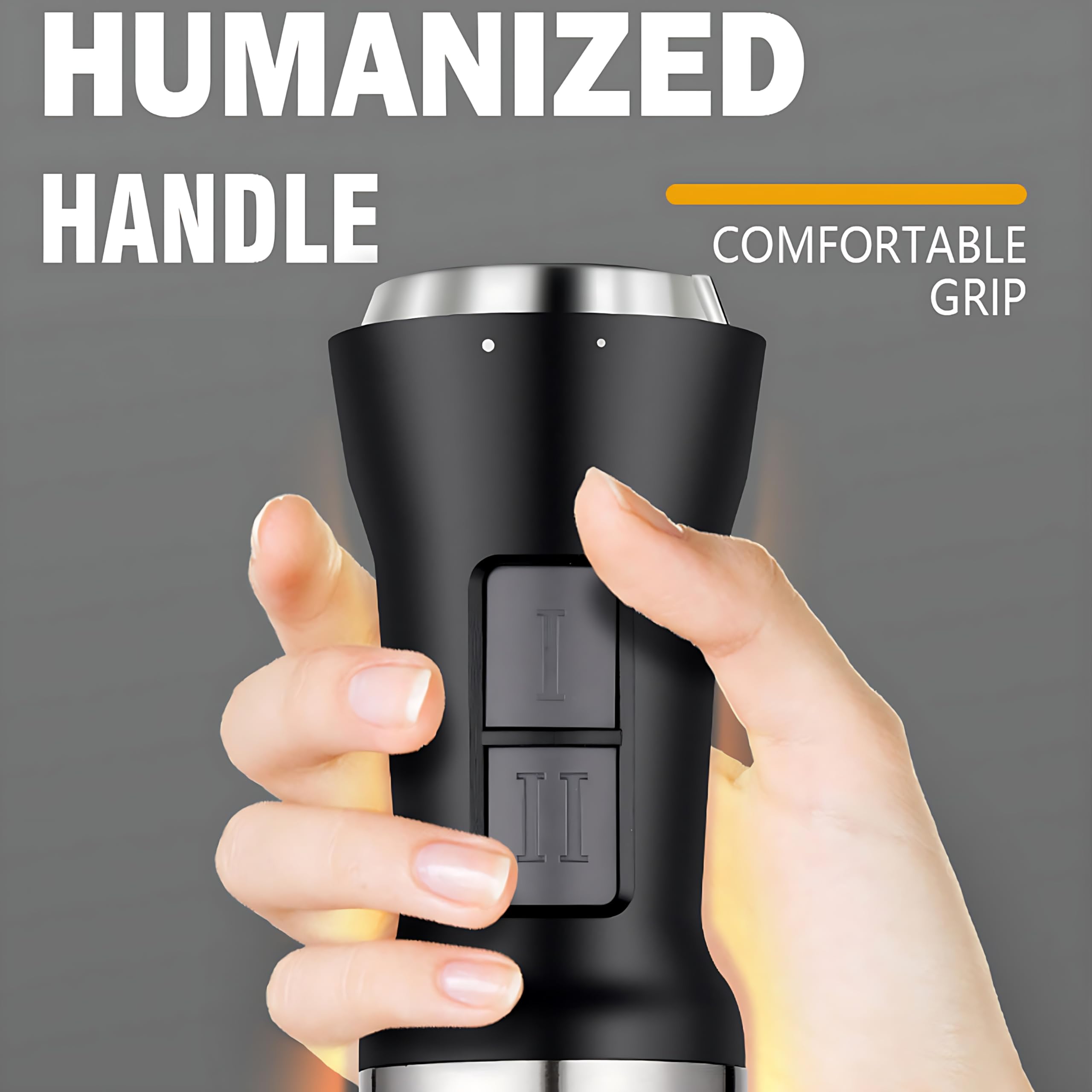 Blender ręczny 2000 W, blender kielichowy 4 w 1, zakrzywione 4 ostrza ze stali nierdzewnej, duże pokrętło sterujące z 2 prędkościami i ubijaczką do jajek, kubek do miksowania 700 ml