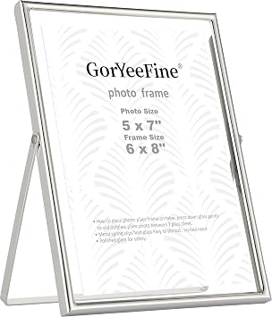 Silver 6x8" Floating Photo Frame for4x6 & 5x7,Adjustable Tabletop/Shelf Picture Frames,4x6 Premium Gift Floating Frame for Wedding,Thanksgiving, Christmas,Birthday,Home or Office Decor