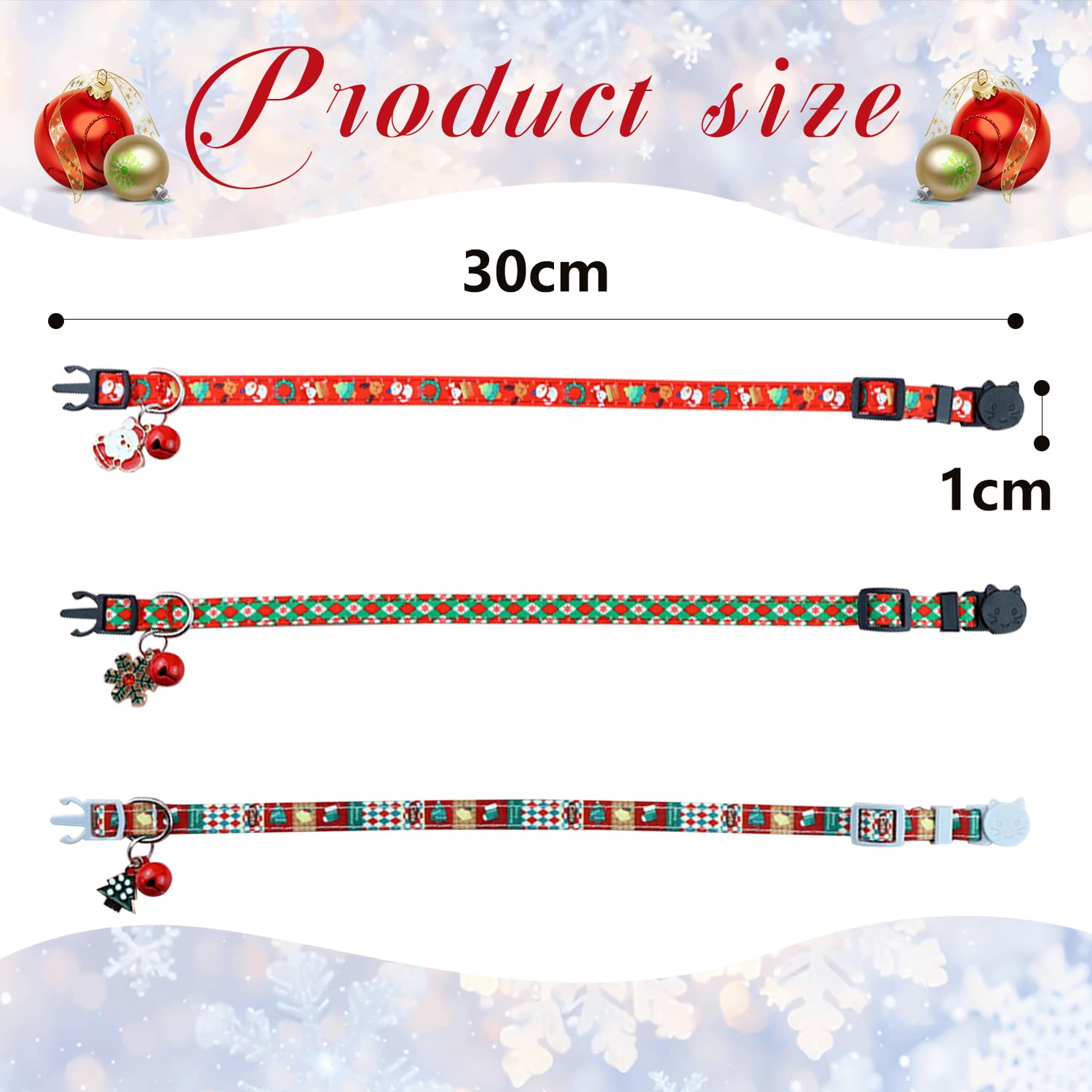 MEISH 3 Pieces Christmas Cat Collar Santa Claus Snowflake and Christmas Tree Kitten Collars Quick Release Buckle Adjustable Cat Collar for Kitten Cat - Image 2