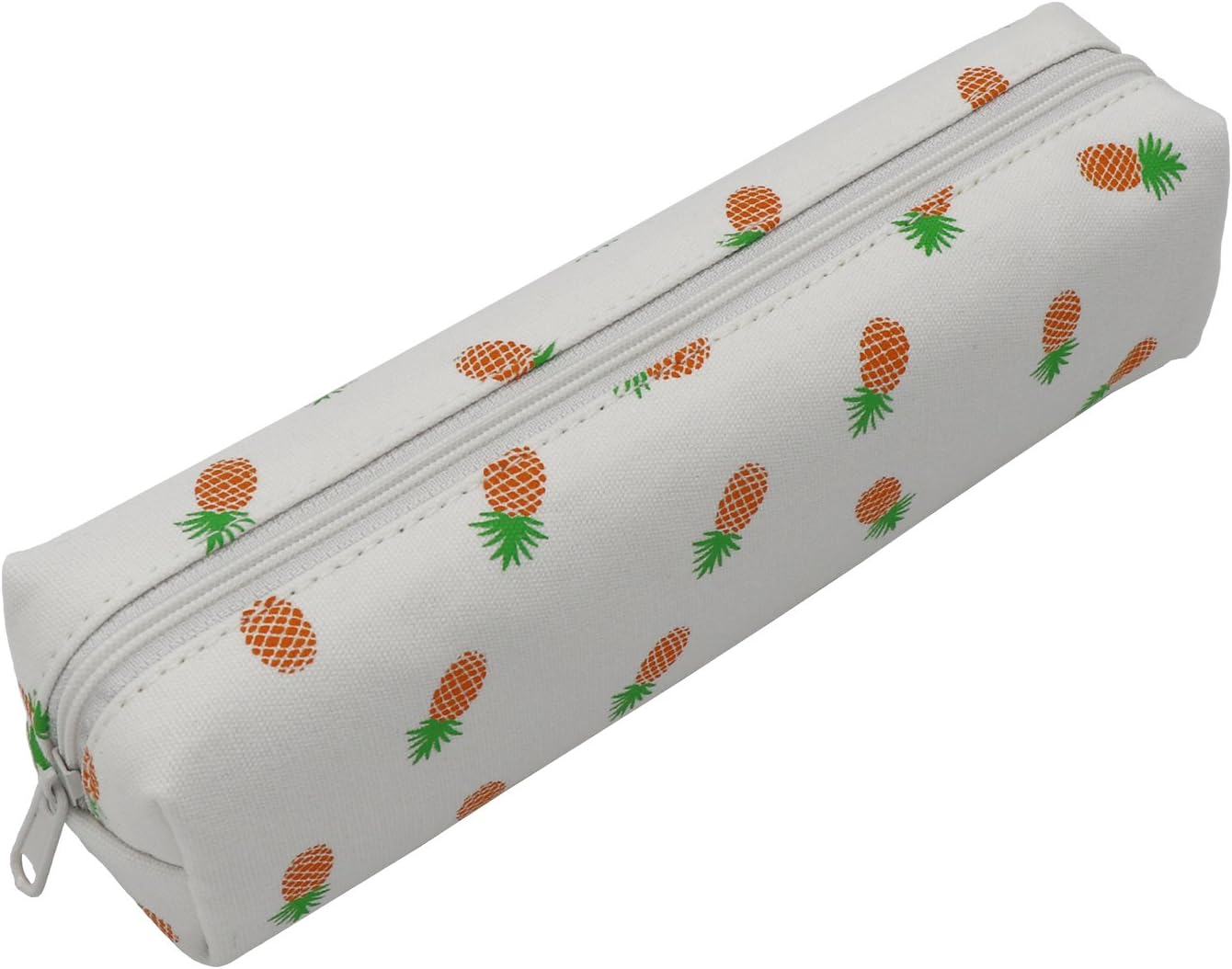 Pineapple Pencil Case Zipper Canvas Pen Pouch Bag for Girls Boys Kids Teens Women Men(White)