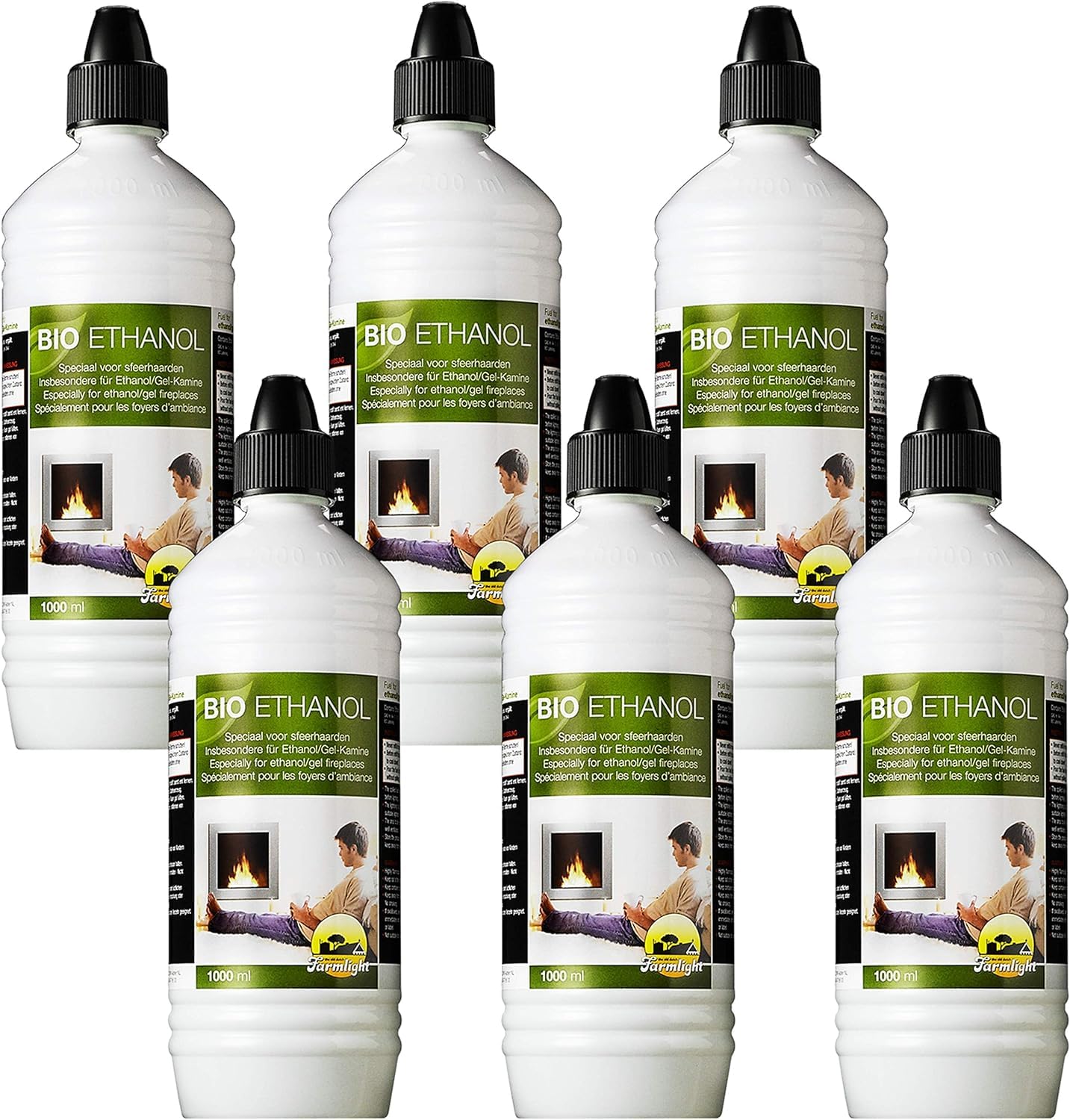 Bioethanol 6 Liter, geruchsneutral, Ökobrennstoff 100% pflanzlichen Ursprungs, kompatibel mit allen elektrischen oder mechanischen Öfen