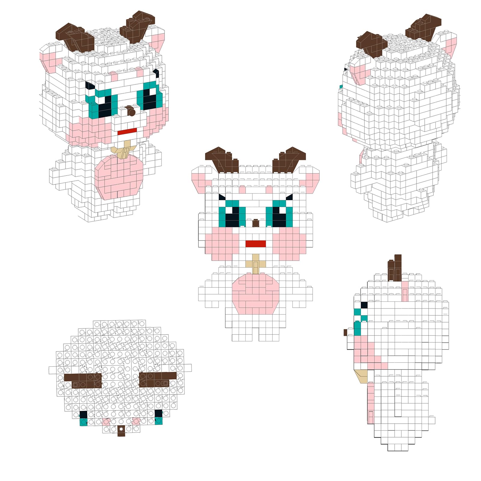 Larcele Micro Building Blocks Animal Set, DIY Mini 3D Building Toy Bricks,1032 Pieces KLJM-10 (Sheep) - Image 3
