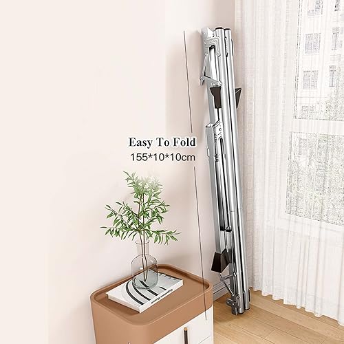 Miniatura 6 de HUHJYUGE Estante de secado de ropa plegable, estante de lavandería con ruedas, estante de ropa resistente, soporte plegable para ahorrar espacio,