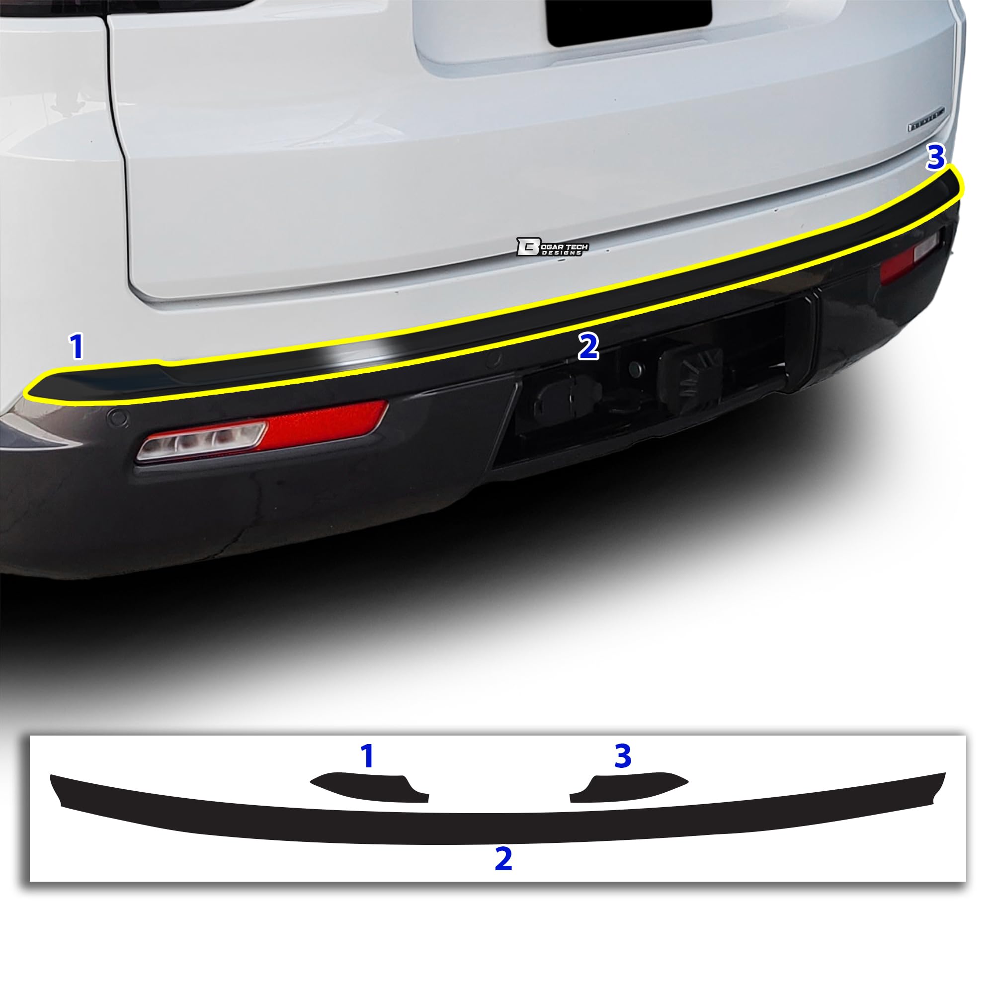 BOGAR TECH DESIGNS Front Chrome Delete Overlay Compatible With Volkswagen Tiguan 2022 2023, Gloss Black