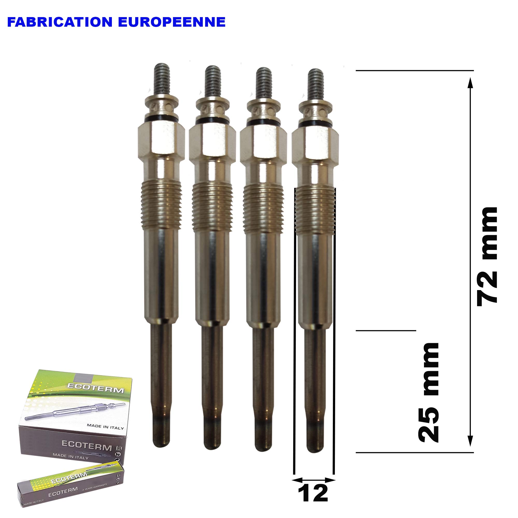 Partsline (Lot de 4) Bougie de préchauffage compatible avec AX Berlingo C15 Jumpy Saxo Xsara ZX Scudo 106 206 306 Expert Partner 100 115D Indica Corolla 15d 1,5 D diesel TUD5 1,5l 1,9l D DW8 DW8B