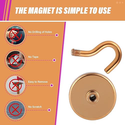 Vista 273 de NEOSMUK - Ganchos magnéticos de alta resistencia con imanes extrafuertes para colgar en refrigerador, crucero, cabinas o parrilla, color blanco