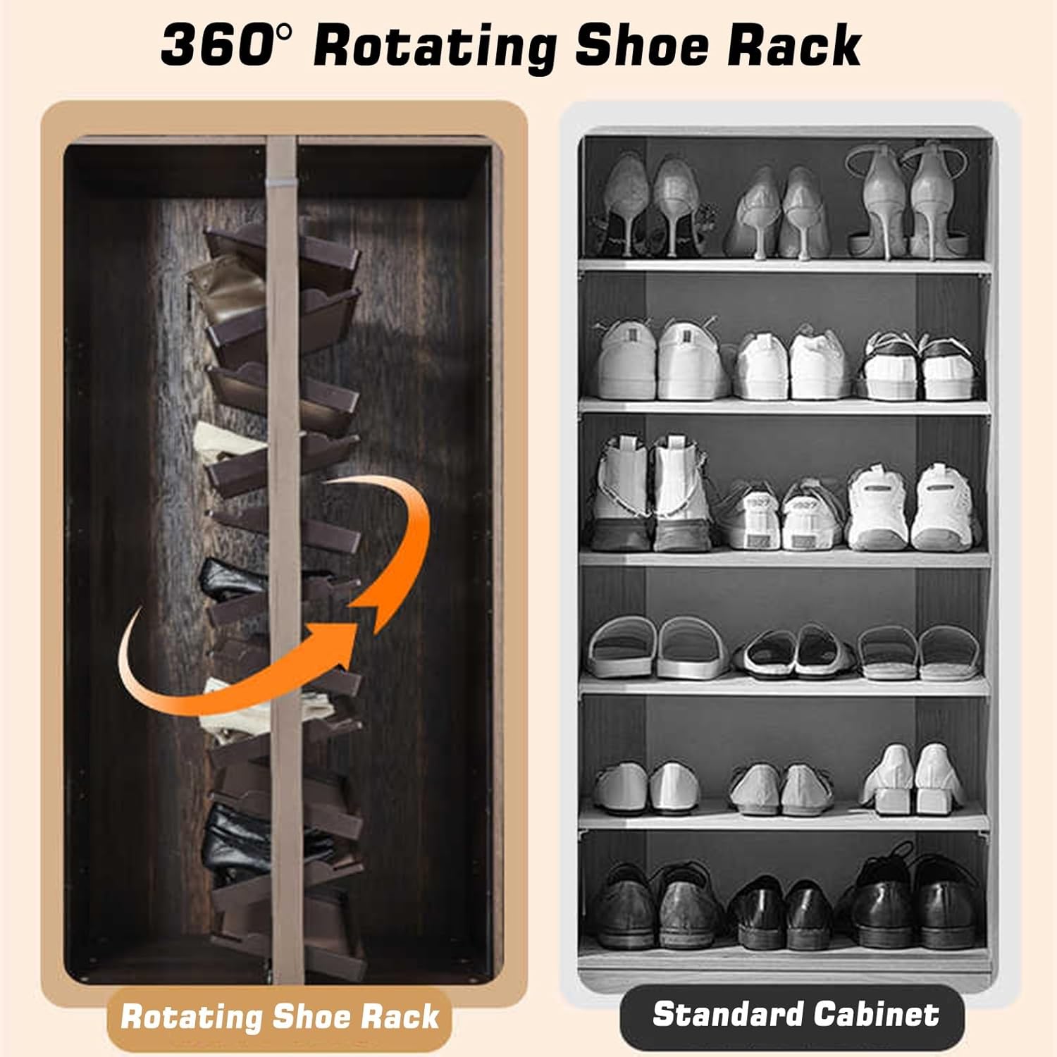 Shoe Storage Cabinet Cabinets Hallway Slim Cupboard Cupboards Hallways Slimline，360° Rotating Shoe Rack,Height-Adjustable Pull-Out Shoe Cabinet,Aluminum Alloy Flip-up Storage Shelf,for Entry