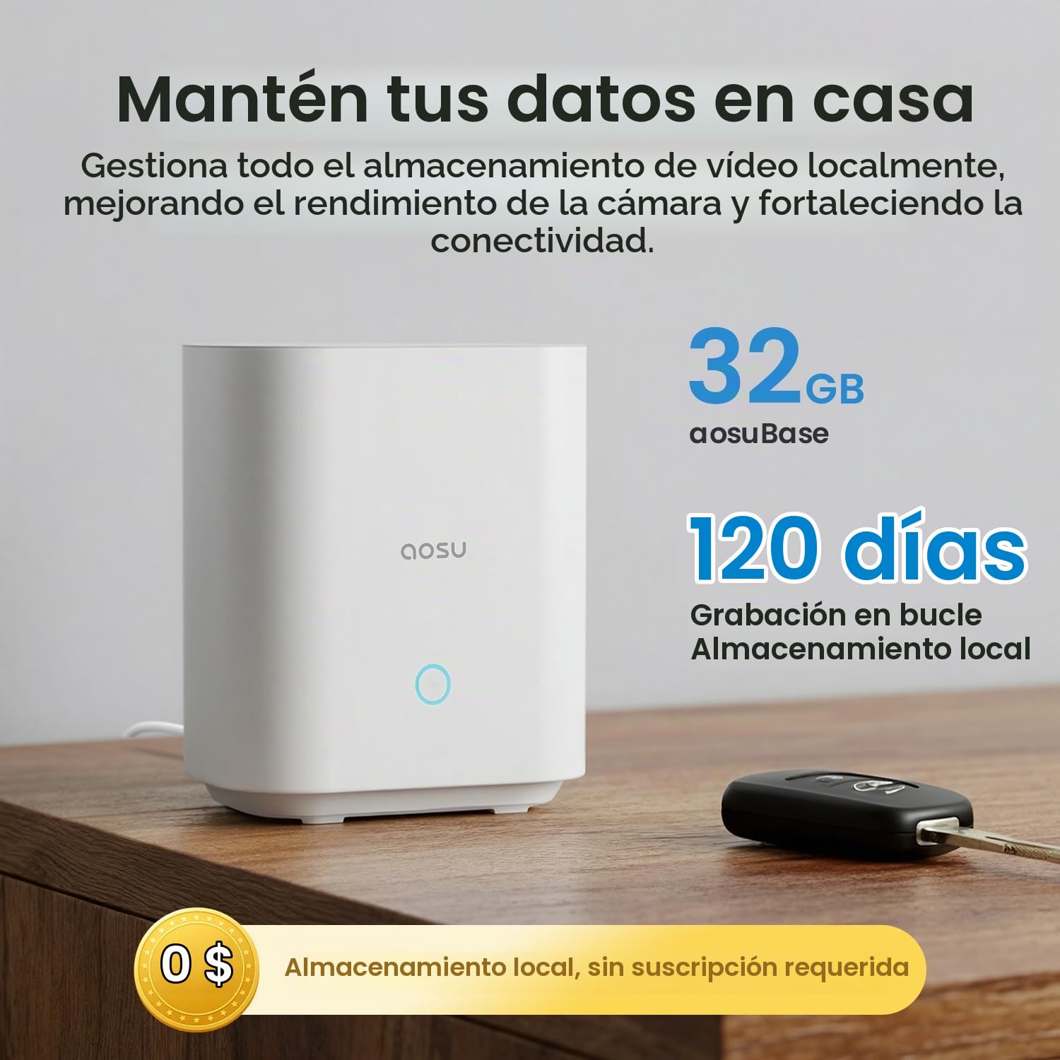 AOSU 3MP Cámara Vigilancia WiFi Exterior Solar con Bateria Satation y 2 Cámaras,No se requiere suscripción & Panel Solar Integrado con 2.4G/5Ghz WiFi,Visión Nocturna a Color, 32GB Almacenamiento Local