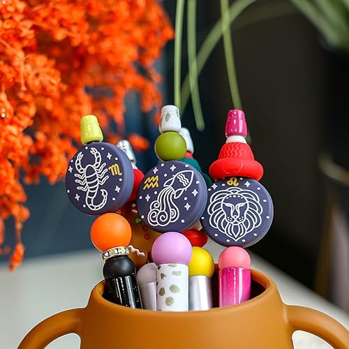 Miniatura 3 de 12 cuentas focales de silicona del zodiaco, cuentas espaciadoras de signos del zodíaco para bolígrafos, manualidades, joyería, llavero, fabricación