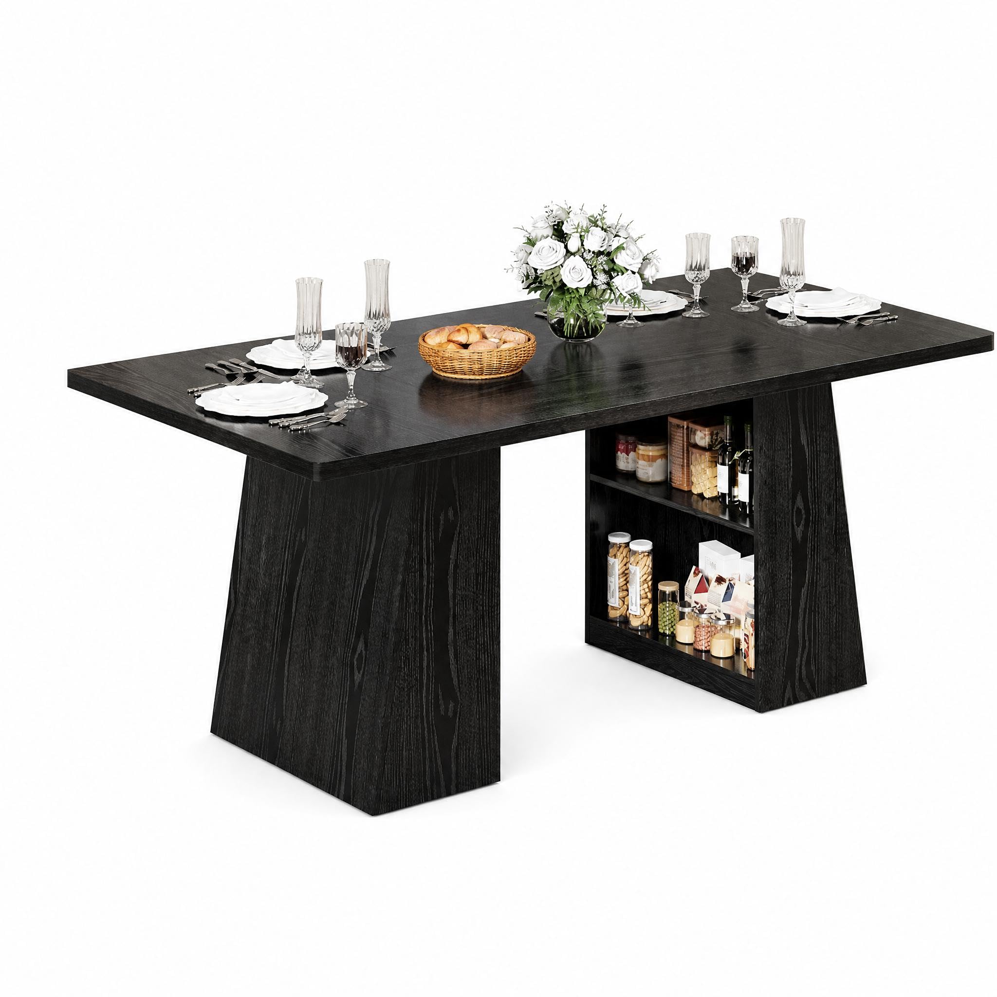 Photo 1 of ***REFERENCE PICTURE SIMILAR ITEM***Garvee Modern Dining Table,71" Rectangular Wooden Kitchen Table for 4–6 People, Long Dinner Table with Storage for Dining Room, Kitchen, Home Office,Black