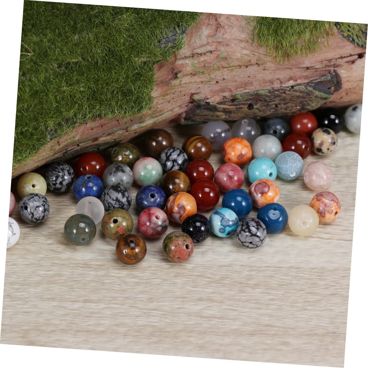 SEWACC 200piezas Abalorios Redondos De Gemas Naturales Bolas De Cuarzo Mixto Para Manualidades y Joyería Diseño Único y Pulido Perfectos Para Collares y Pulseras