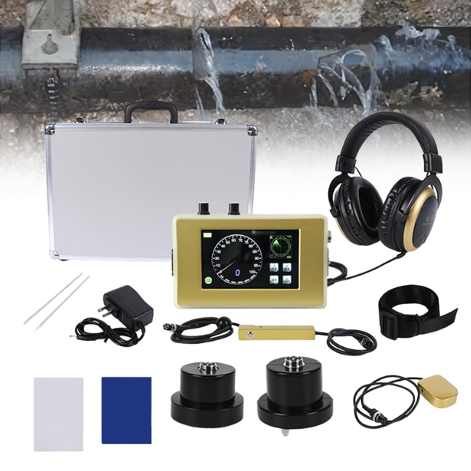 Detector de fugas de fontanería con pantalla LED y 3 sensores para uso doméstico, detecta tuberías de agua interiores y subterráneas