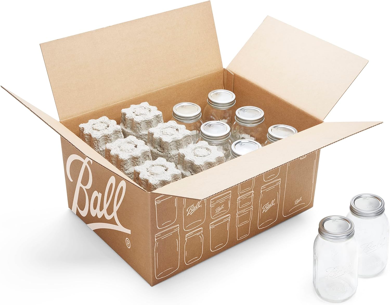 Ball Regular Mouth Quart Canning Jars, 12 Pack, CLear Regular Mouth Mason Jars 12 Pack
