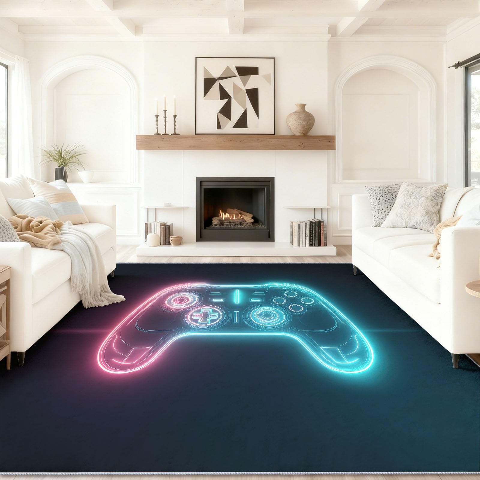 Tapis salon poil ras antidérapant 120x180cm évite les glissades noir