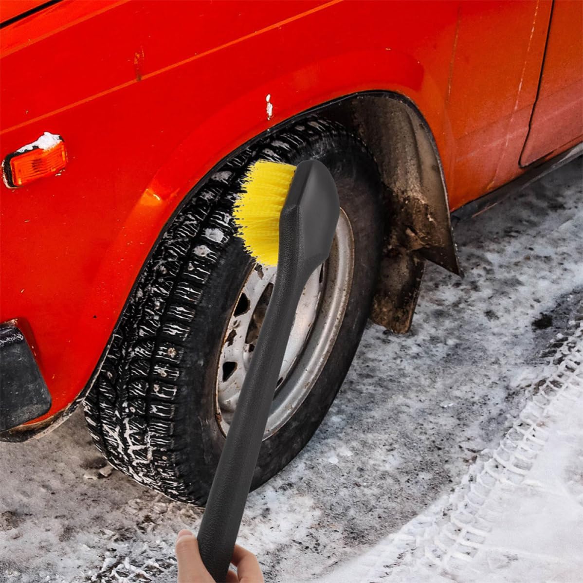 SHINEOFI Spazzola per Pulizia Cerchi e Pneumatici 2 Pezzi Plastico | Impugnatura Lunga, per Lavaggio Auto e Pulizia Gomme, Accessorio per Detailing Uso Versatile