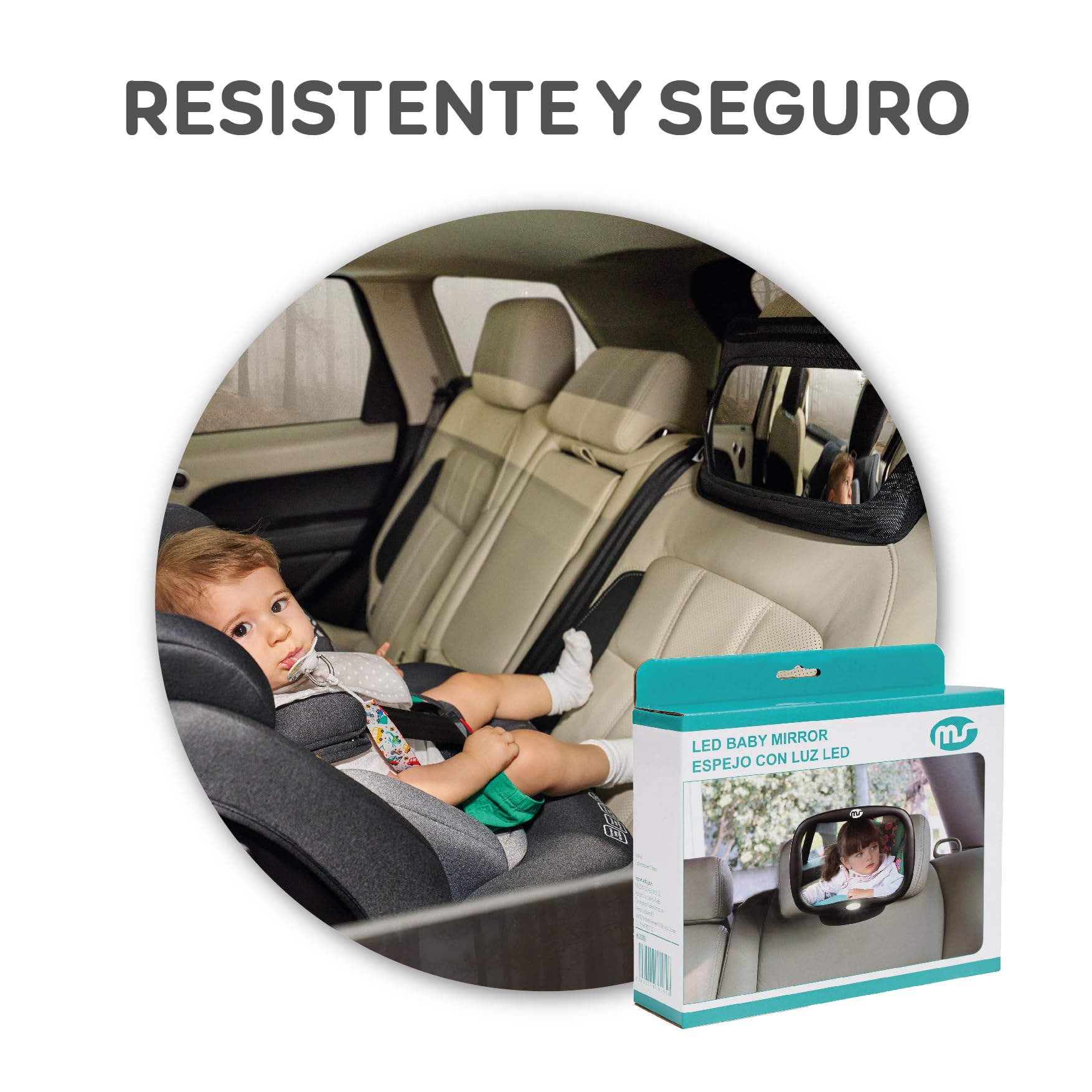 Ms - Espejo de coche para Bebé CON LUZ - Mando a distancia y rotación 360º con Caja Regalo - Instalación Universal