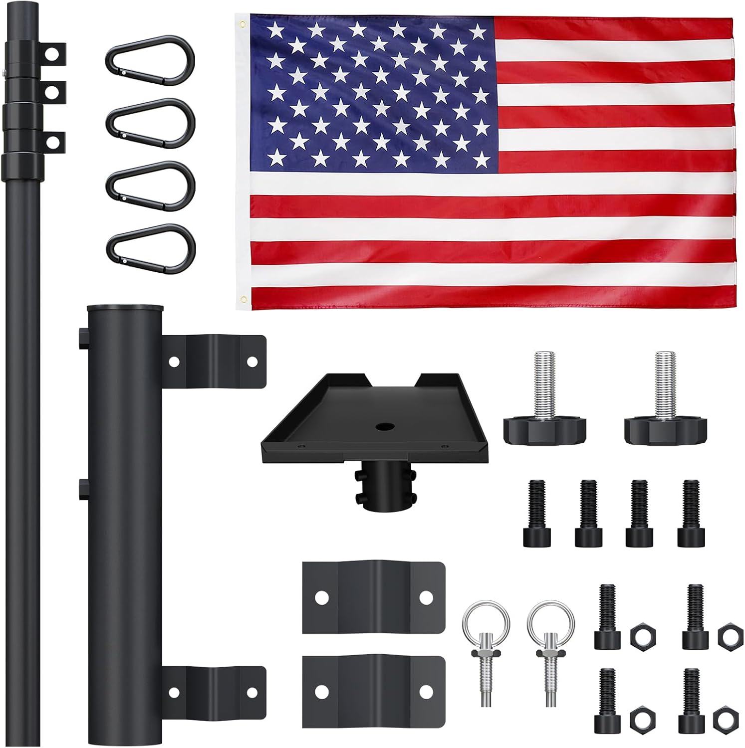 RV Flag Pole with Holder,Starlink Gen 3 RV Ladder Pole Mount Kit,RV Ladder Mount,Heavy Duty Flagpole Stand Holder,Two Flag RV Ladder Flag Pole Kit.