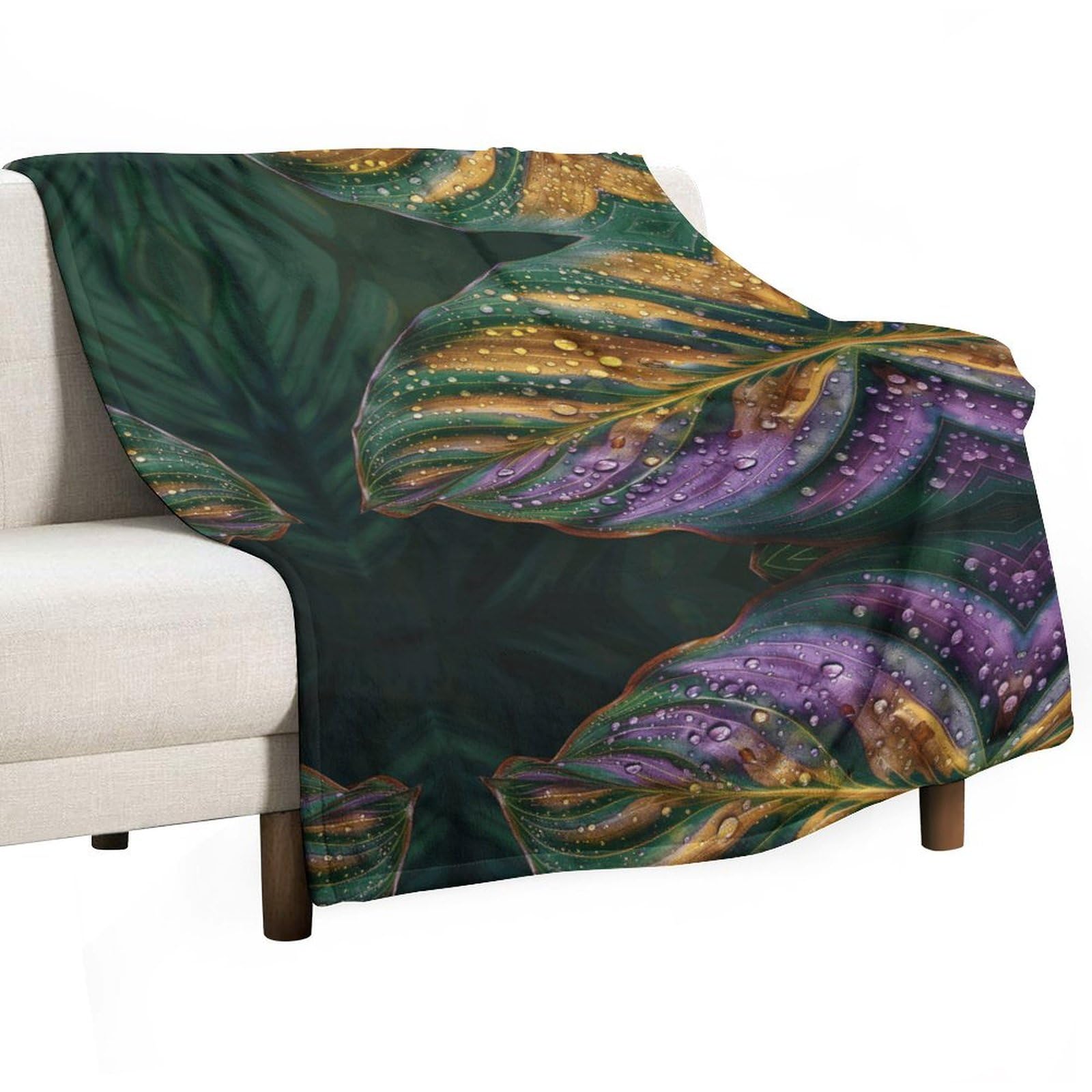 Couverture flanelle verte super douce, cadeau deco parfait pour canape