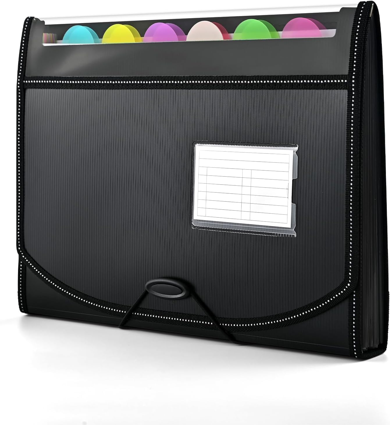 13 Pockets File Organiser, Accordion Expanding File Folder, Document Organiser with 12 Tabs, Folders for Paperwork A4 for Home, Office, and School, Black