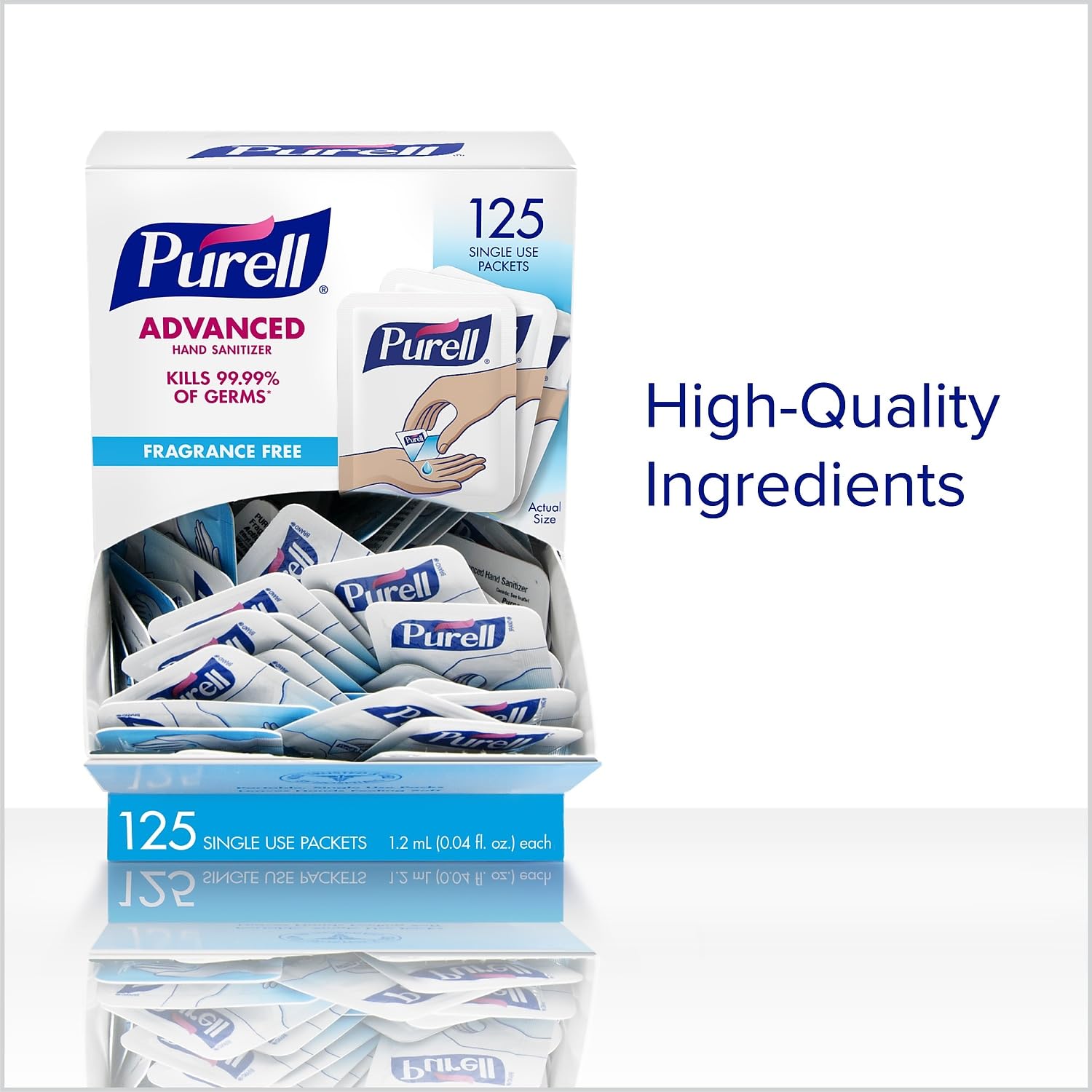 Purell Singles Advanced Hand Sanitizer Individual Single-Use Packets 1.2 mL 125 Packets Per Box Case Of 12 Boxes product thumbnail 4