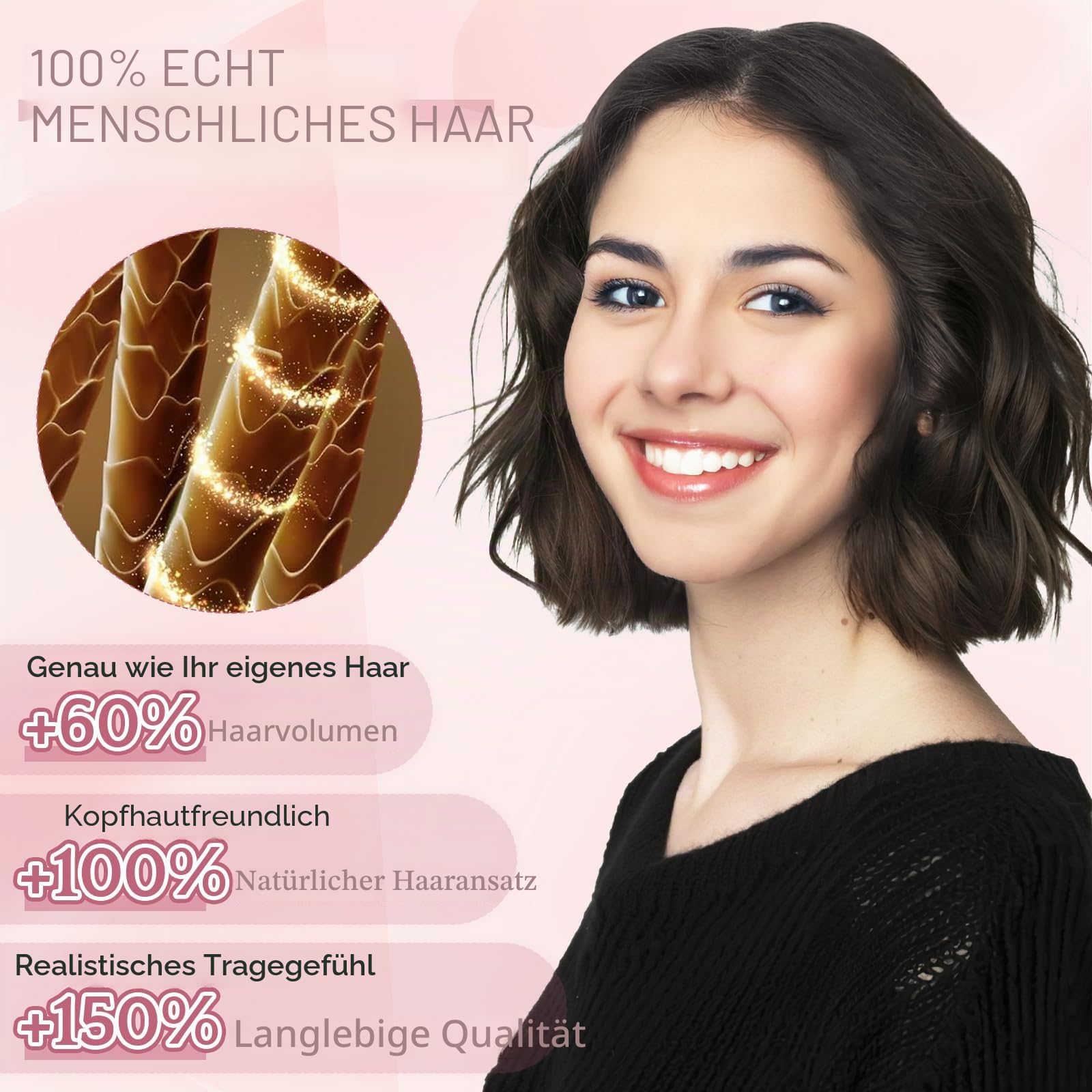 Echthaar Hair Topper für Frauen mit #C - 21g Handgebunden Basis Haar Topper Atmungsaktives Tüllnetz Spitze Basis 100% Echtes Haar Clip in Topper Natürliche Farbe
