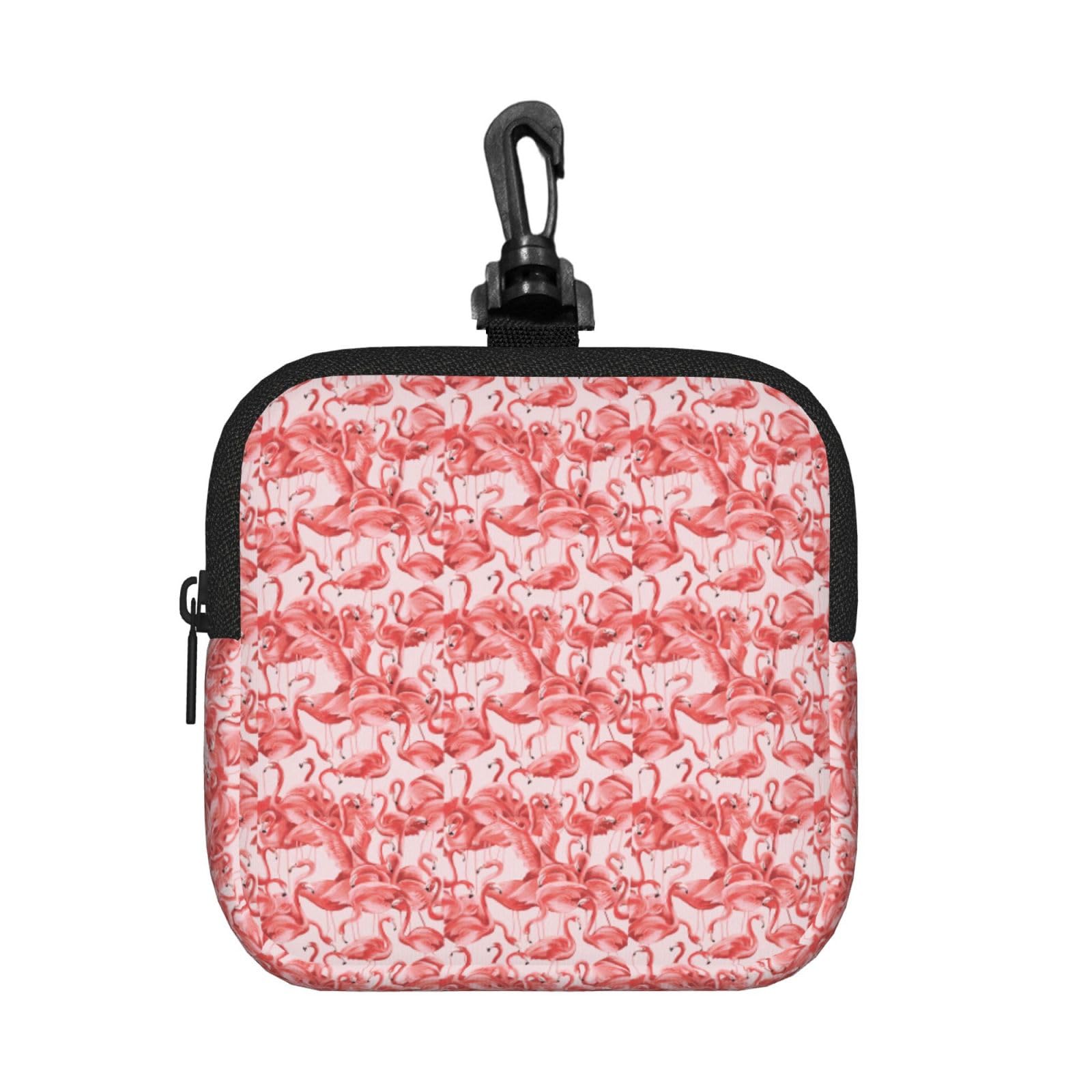 Flamingo Print Square Storage Bag Travel Toiletry Cosmetic Organizer Pouch Lightweight Reusable