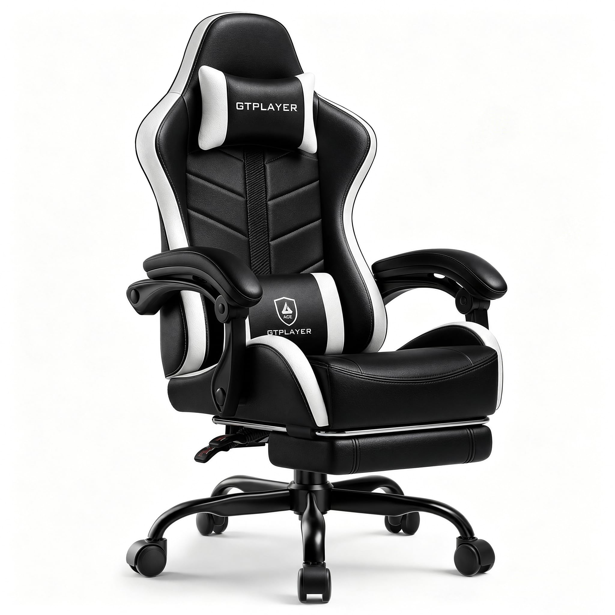 GTPLAYER Gaming Chair for Adults, Computer Chair with Footrest, Snow White
