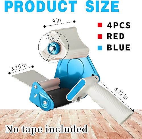 Miniatura 2 de Paquete de 4 pistolas de cinta de 3 pulgadas de ancho, pistola dispensadora de cinta de embalaje ligera, dispensador de cinta resistente para cajas