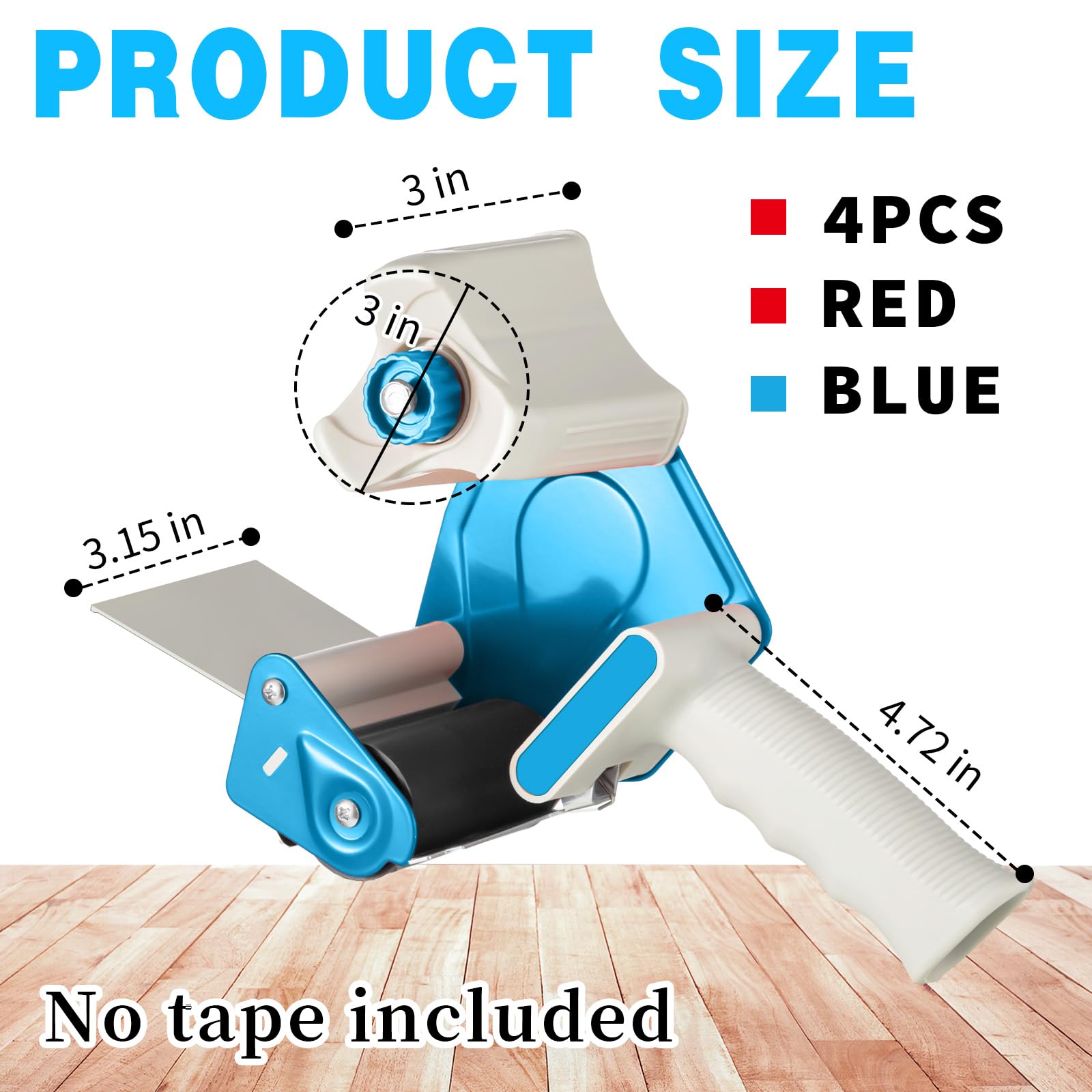 WILLBOND Confezione da 4 pistole per nastro da 7,6 cm di larghezza, leggere, dispenser per nastro adesivo resistente, per trasloco di scatole di spedizione, imballaggio, dispenser di spedizioni, rosso