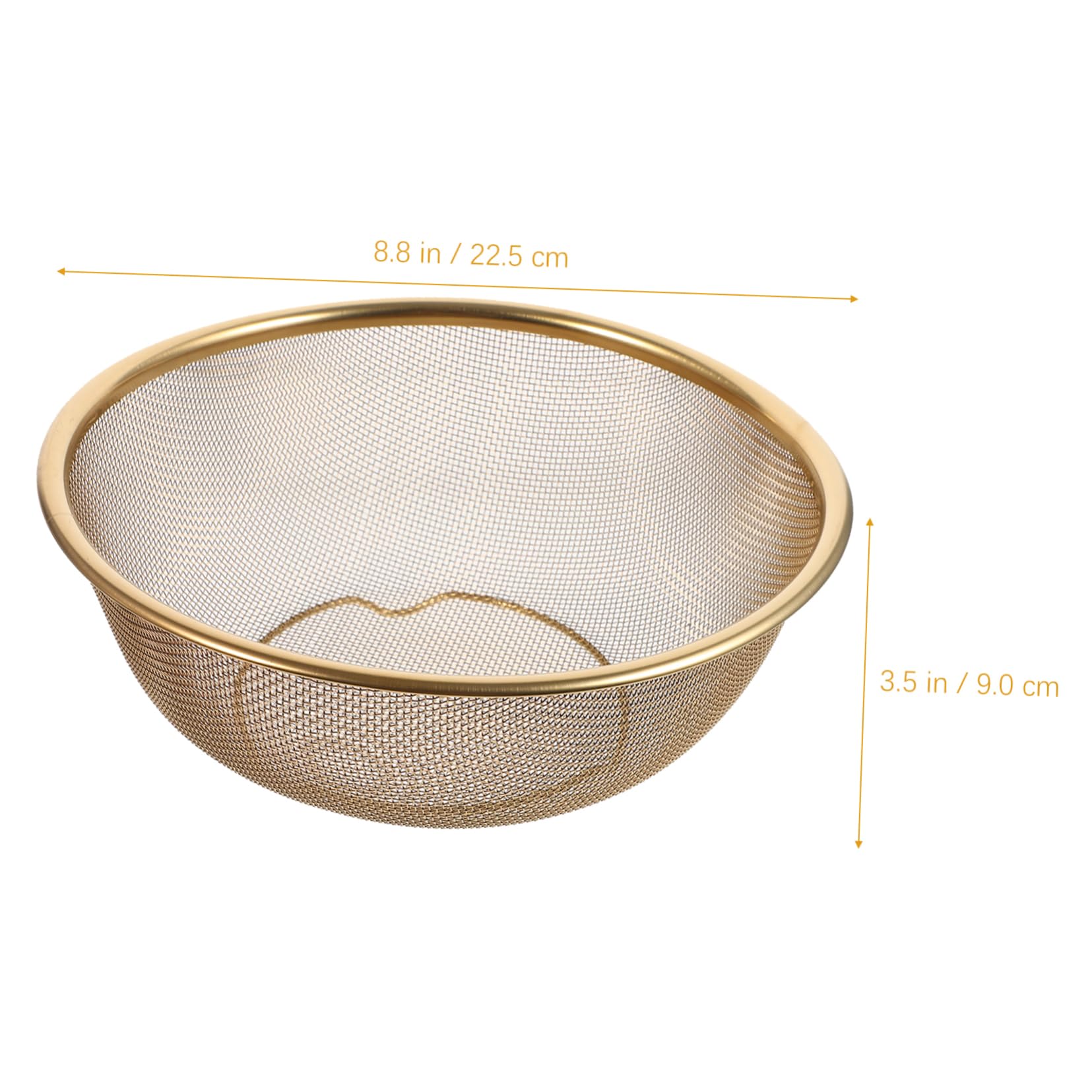 SOLUSTRE Colador de Cocina Doble Asa de Acero Inoxidable Dorado Cesta Coladora Redonda Resistente a Deformaciones y Fácil de Almacenar para Uso Diario y Camping