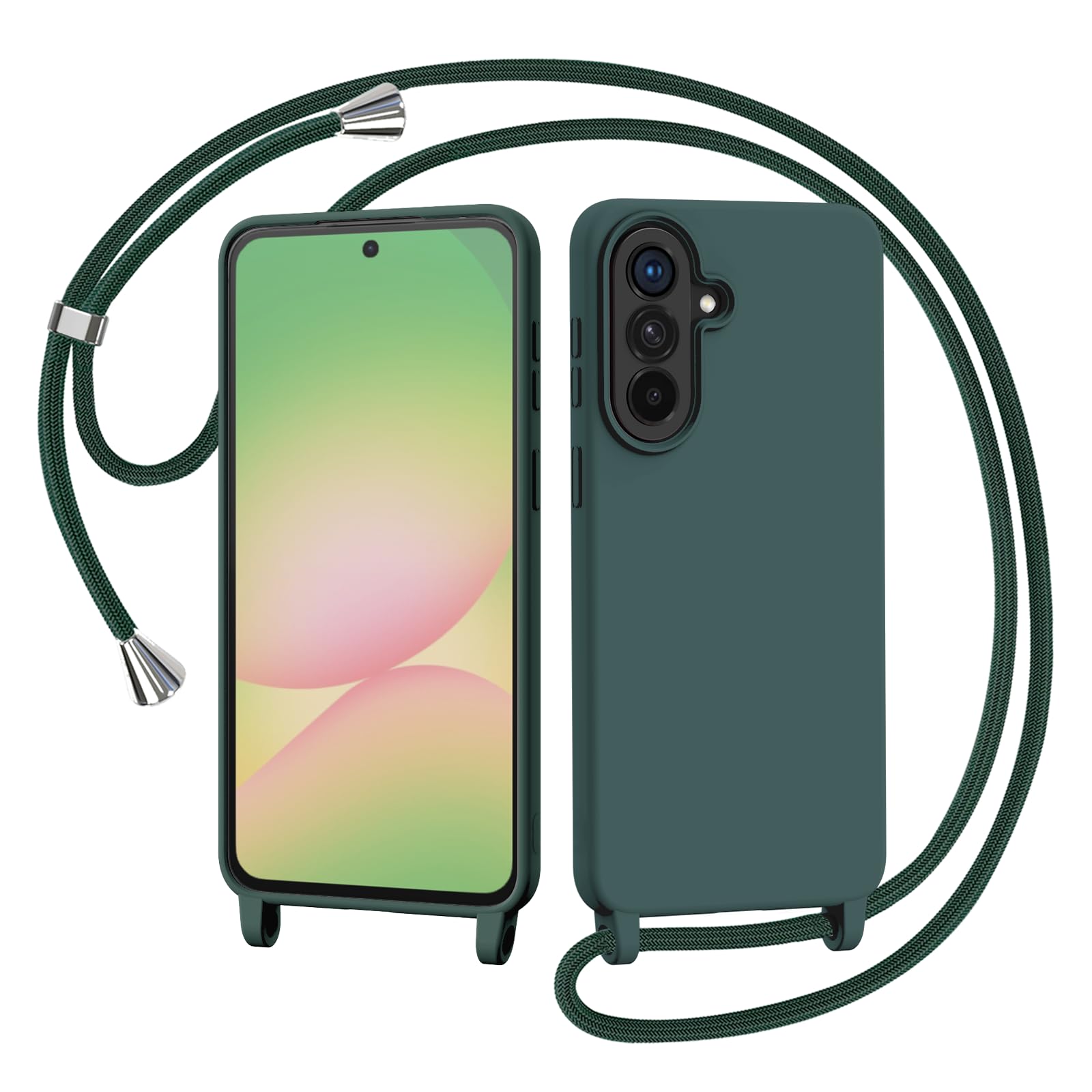 AOMYKE Handyhülle für Samsung Galaxy A55 5G Hülle mit Band, Handykette Samsung Galaxy A55 5G Hülle zum Umhängen Schutzhülle mit Kette Kordel Weich TPU Liquid Silikon Case