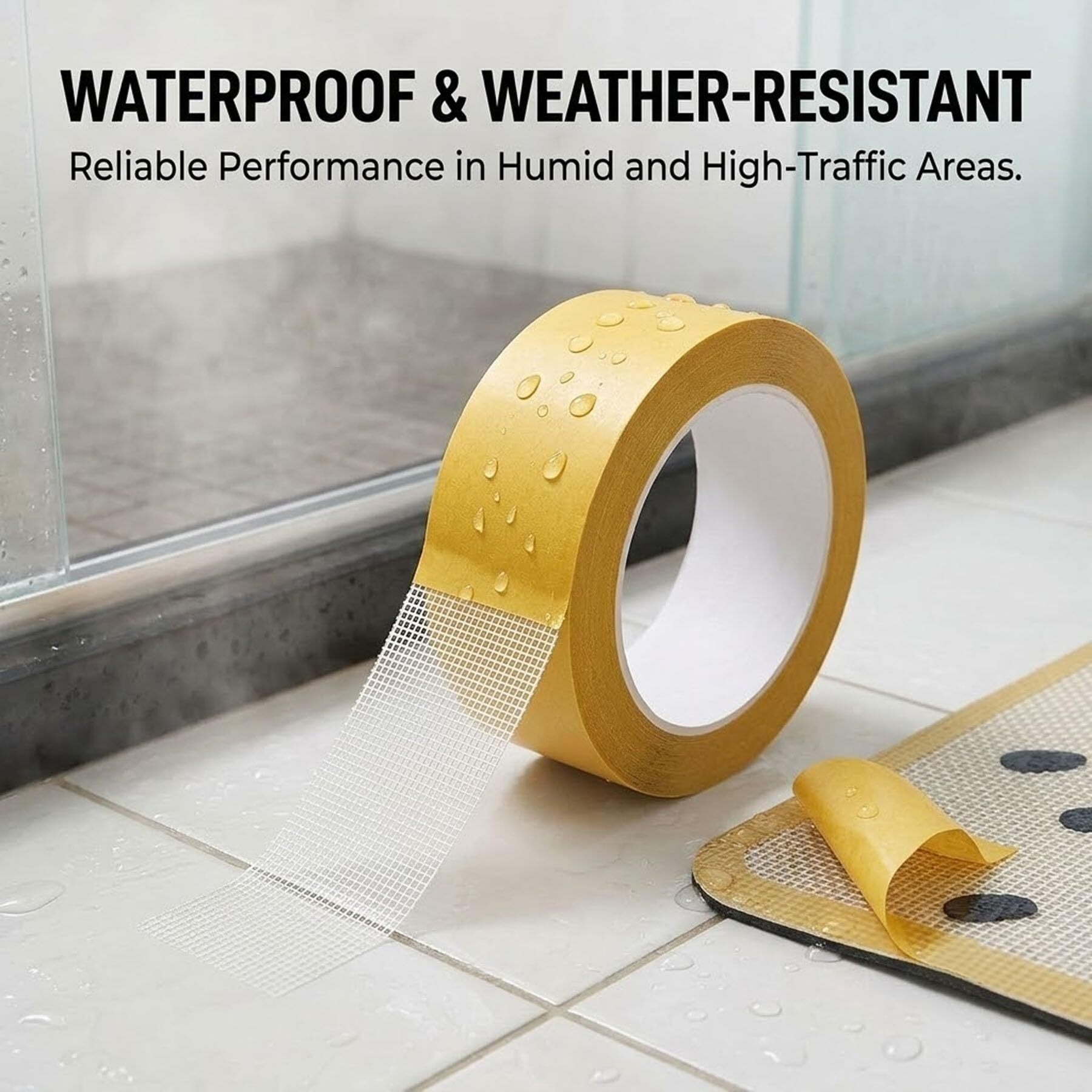 Nastro Biadesivo Impermeabile 5cm x 20m Resistente | Forte Nastro Biadesivo Impermeabile con Rete in Fibra di Vetro(Transparent*5)