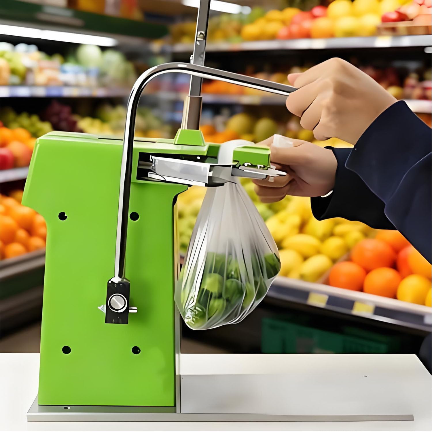 BOOZXCV Manual Bag Sealing Machine with Adjustable Clipping and 2000 Staples, Ideal for Retail and Food Packaging