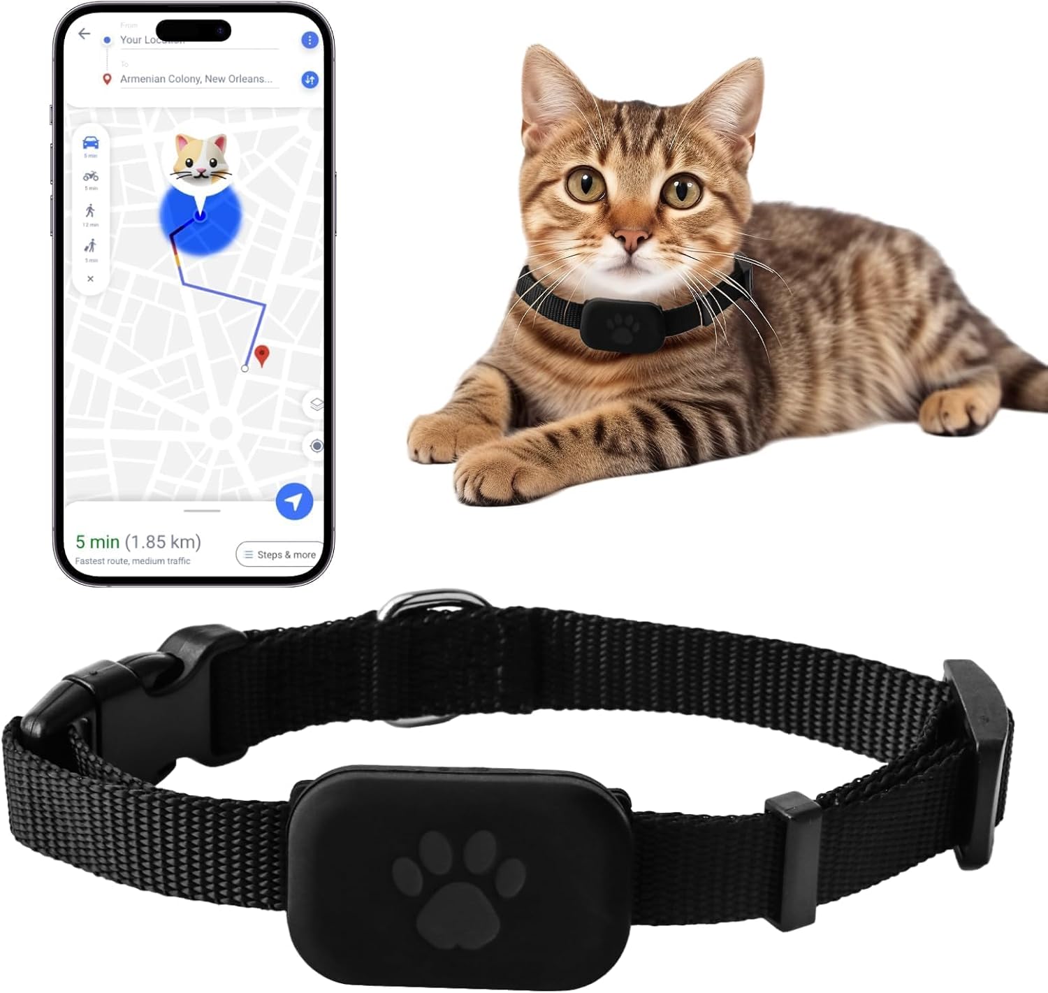 Cat Tracker, Cat Gps Tracker Collar with No Monthly Fees (iOS Only ...