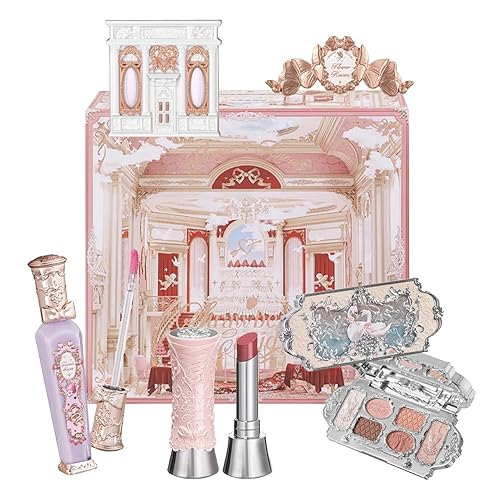 Flower Knows Swan Lake Treasure Makeup Box Set,6 Pack Makeup Box,Lip Gloss×1+Shine Lipstick×1+Eyeshadow×1+Hair Clip×1+Gift Box×1 - 09 Swan Lake Treasure