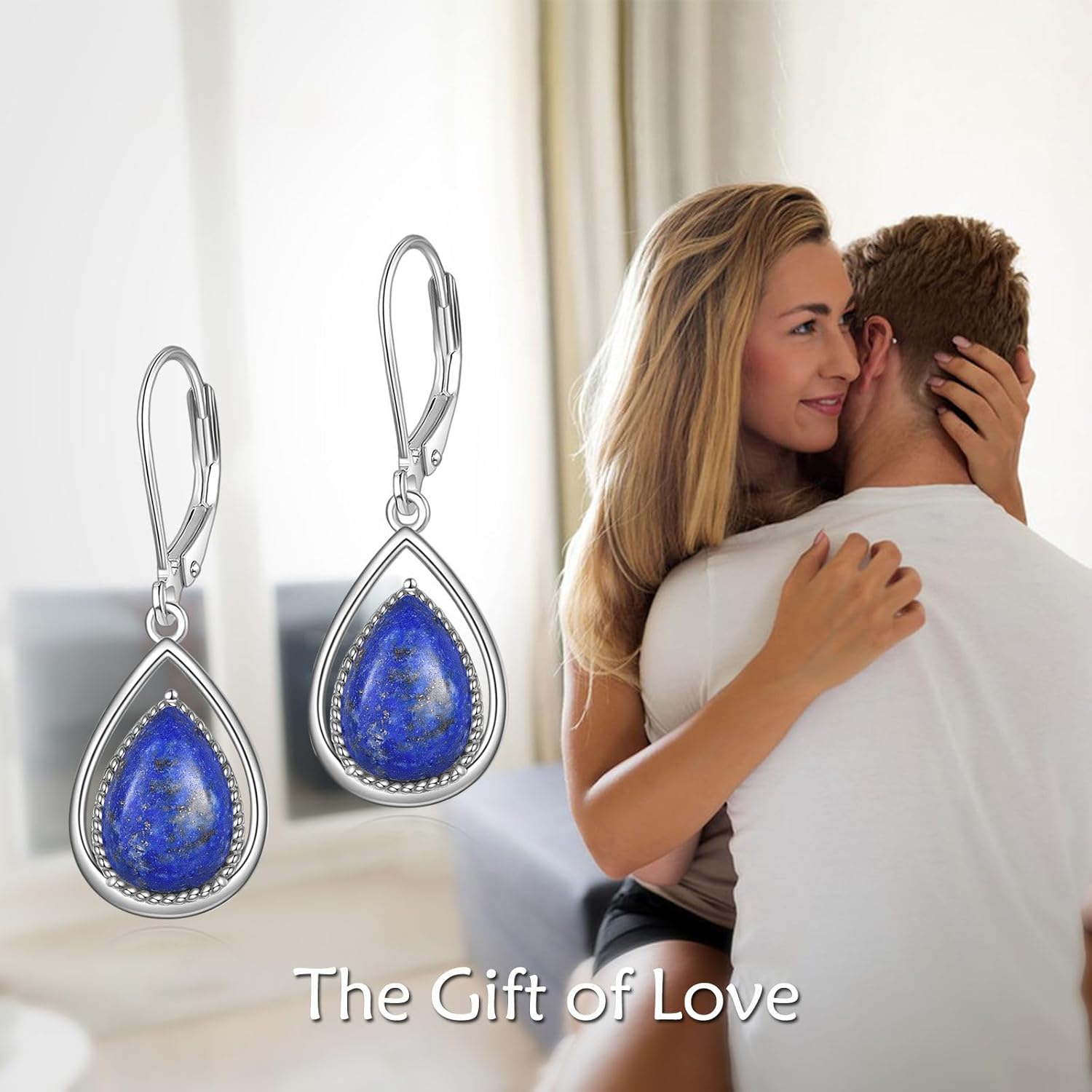 VONALA Dangle Earrings 925 Sterling Silver Opal Larimar Lapis Sapphire Turquoise Moss Agate Crystal Dangling Earrings Jewelry Gift for Women