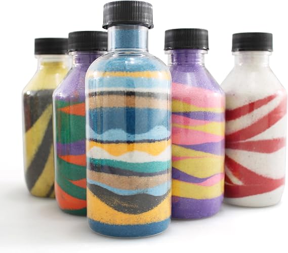 Sandtastik Sand Bottle Activity Kit, 10 Colors & 8 Bottles, Create Your Own Sand Art Bottles, Perfect for Parties & Events