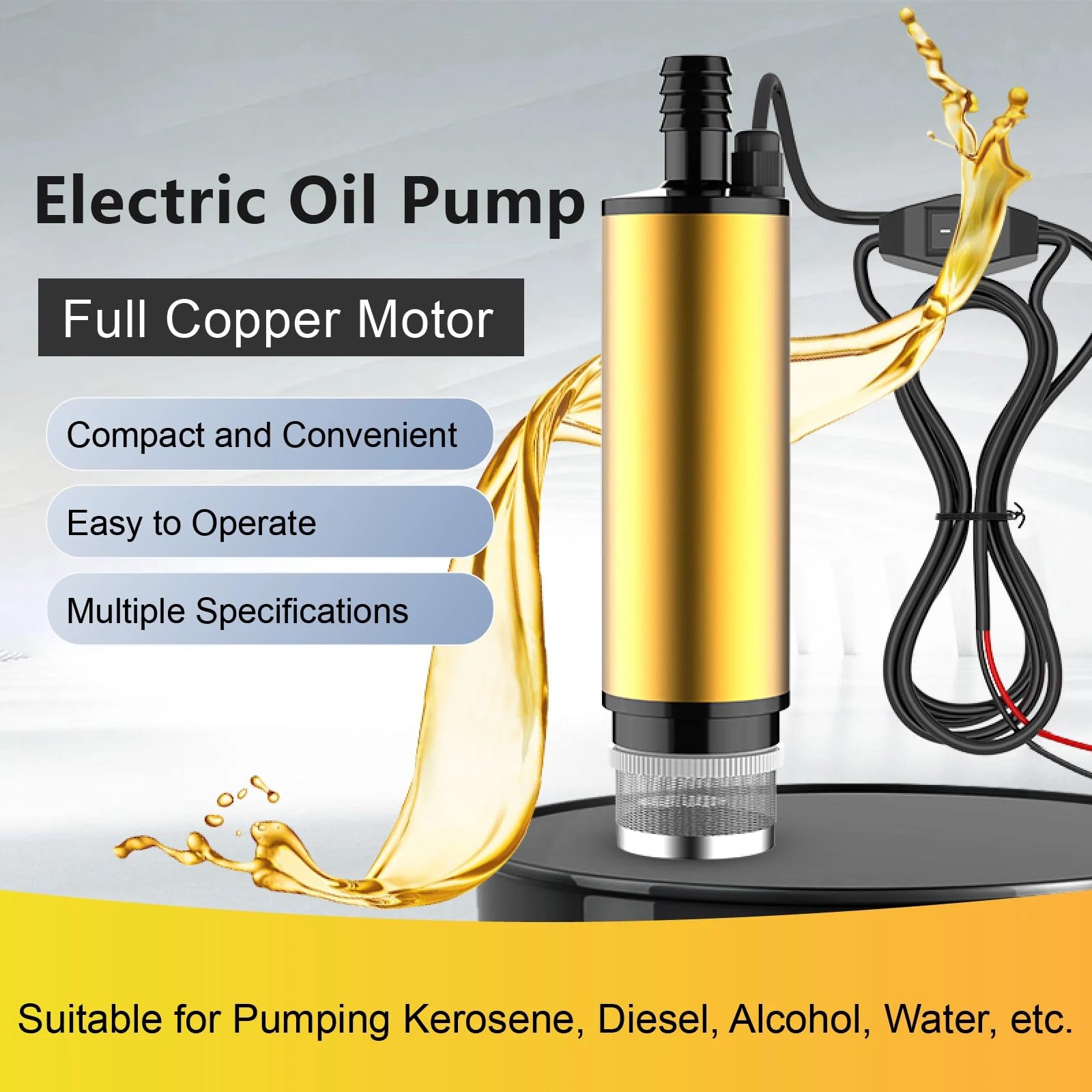 Pompa acqua diesel elettrica travaso gasolio 12V carburante con ugello in alluminio(24V-Pump)